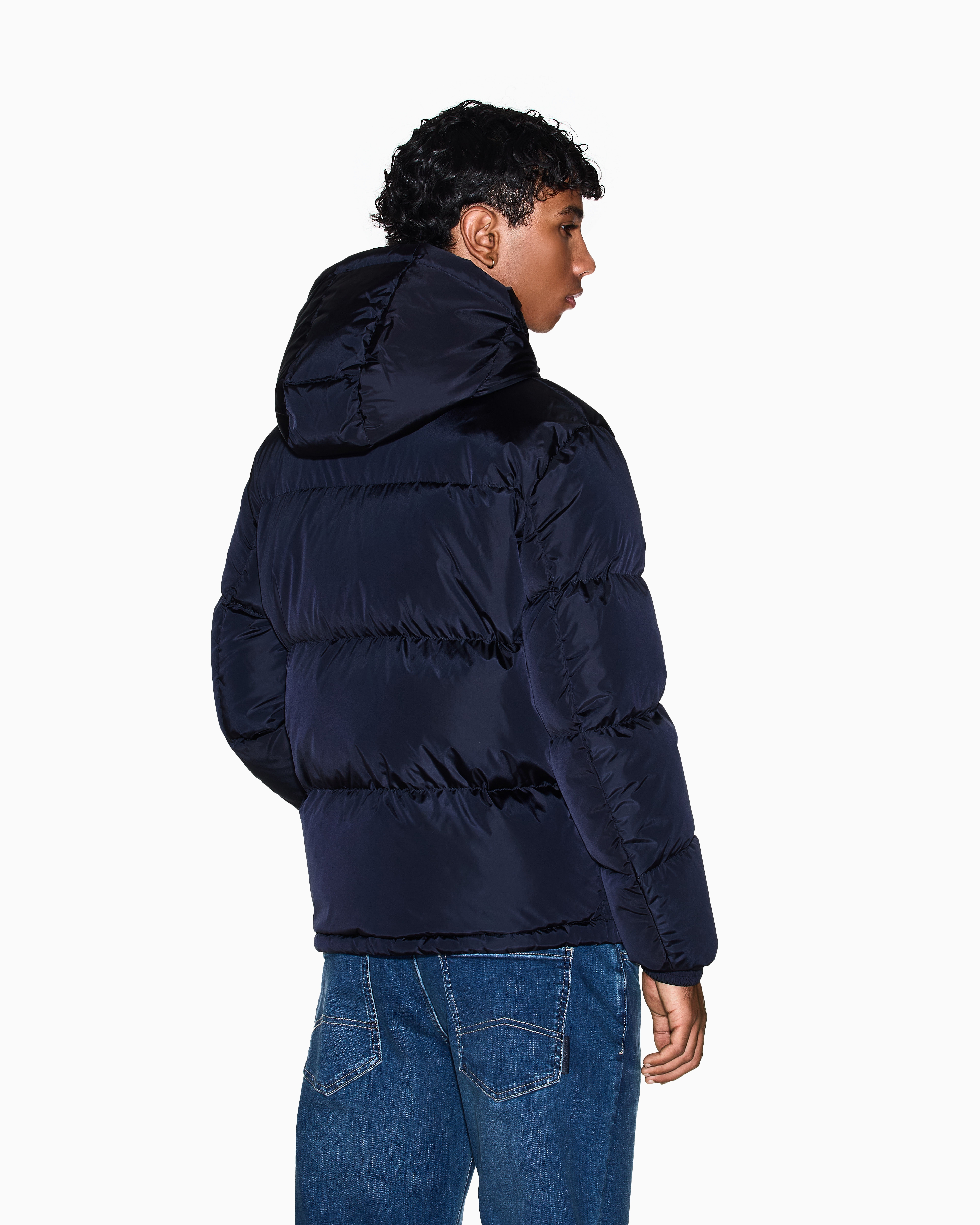 Armani Exchange - Padded jacket with hood, Man, Navy Blue, Size: