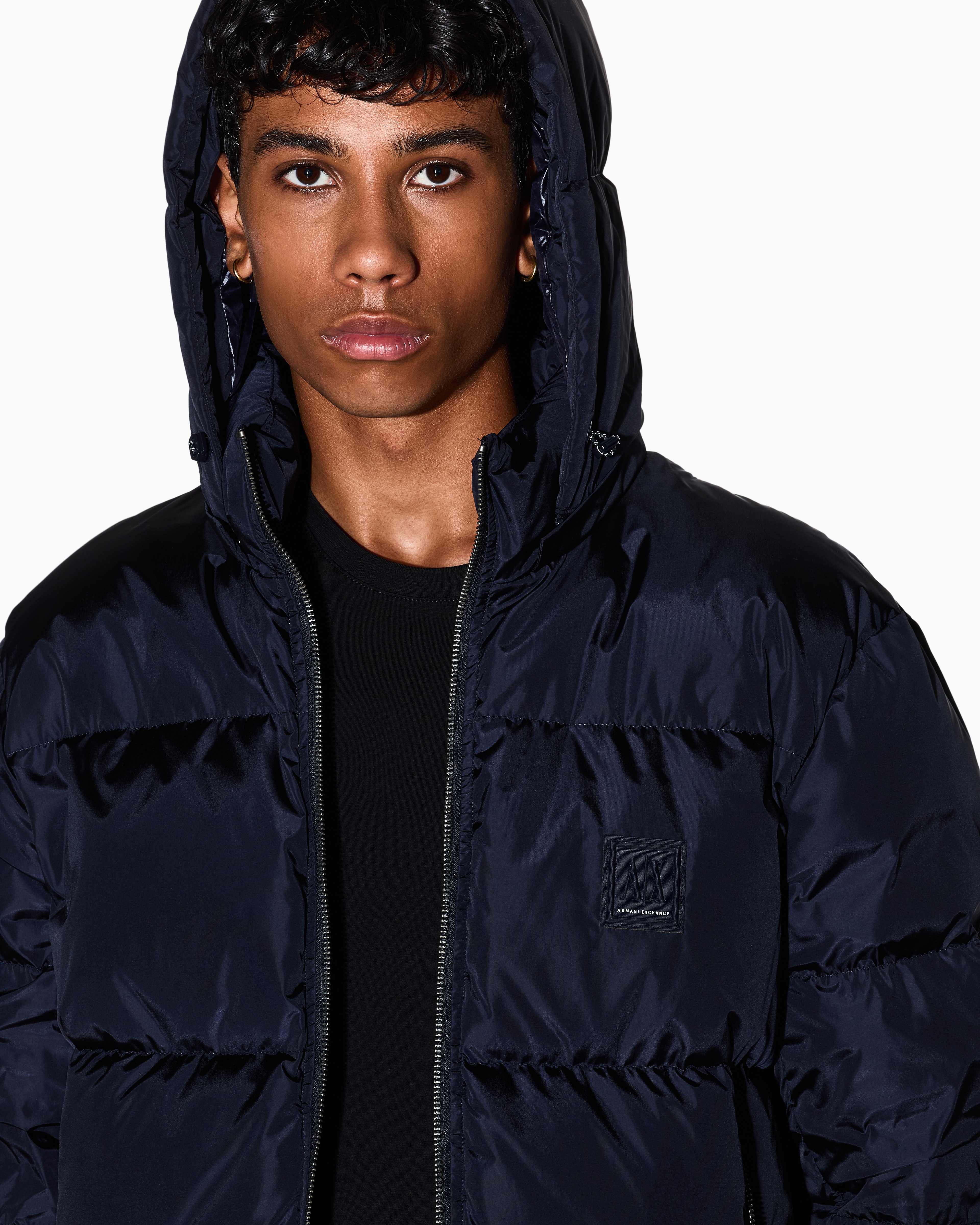 Armani Exchange - Padded jacket with hood, Man, Navy Blue, Size: