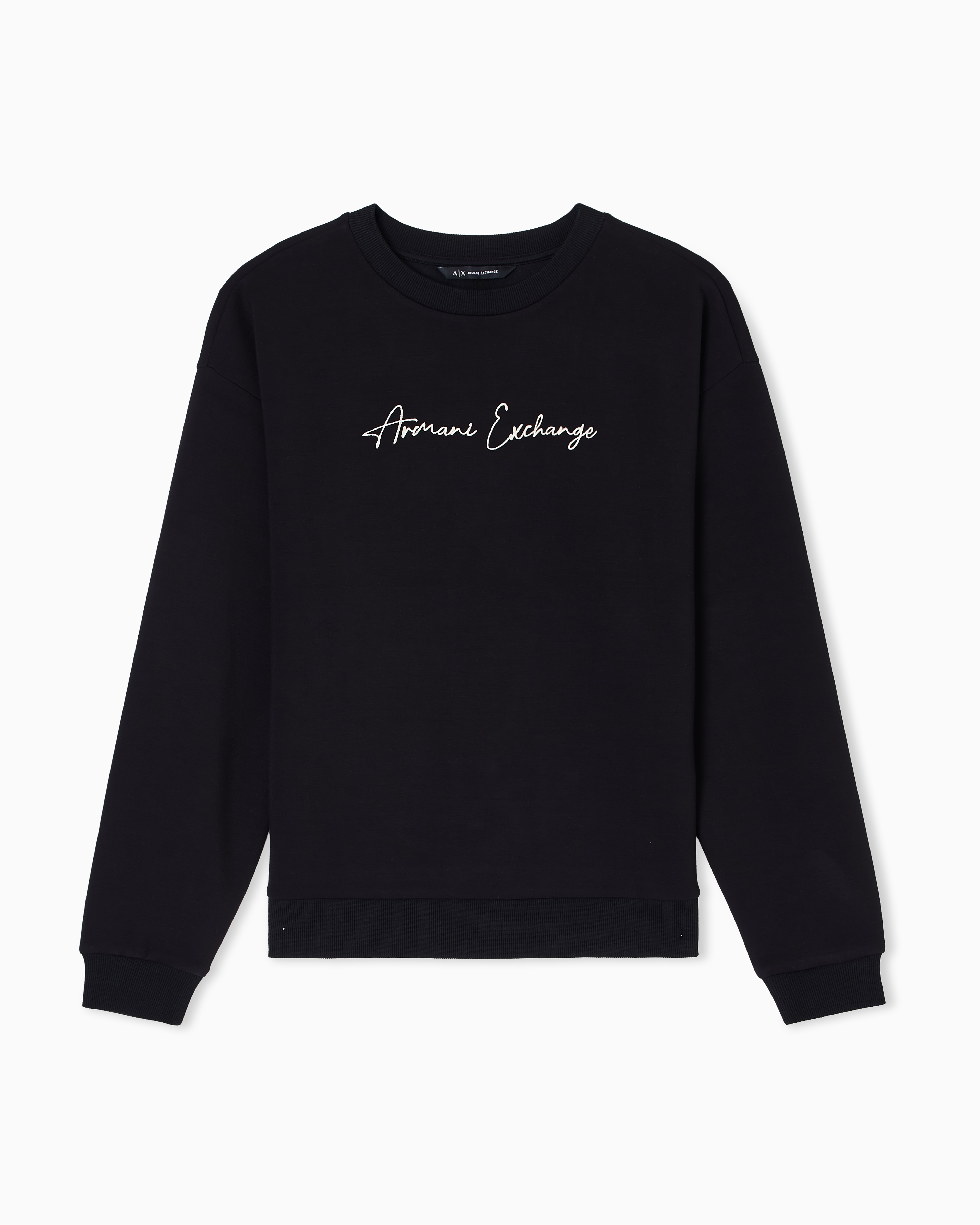 Armani Exchange Black Crewneck Scuba Sweatshirt With Lettering Logo