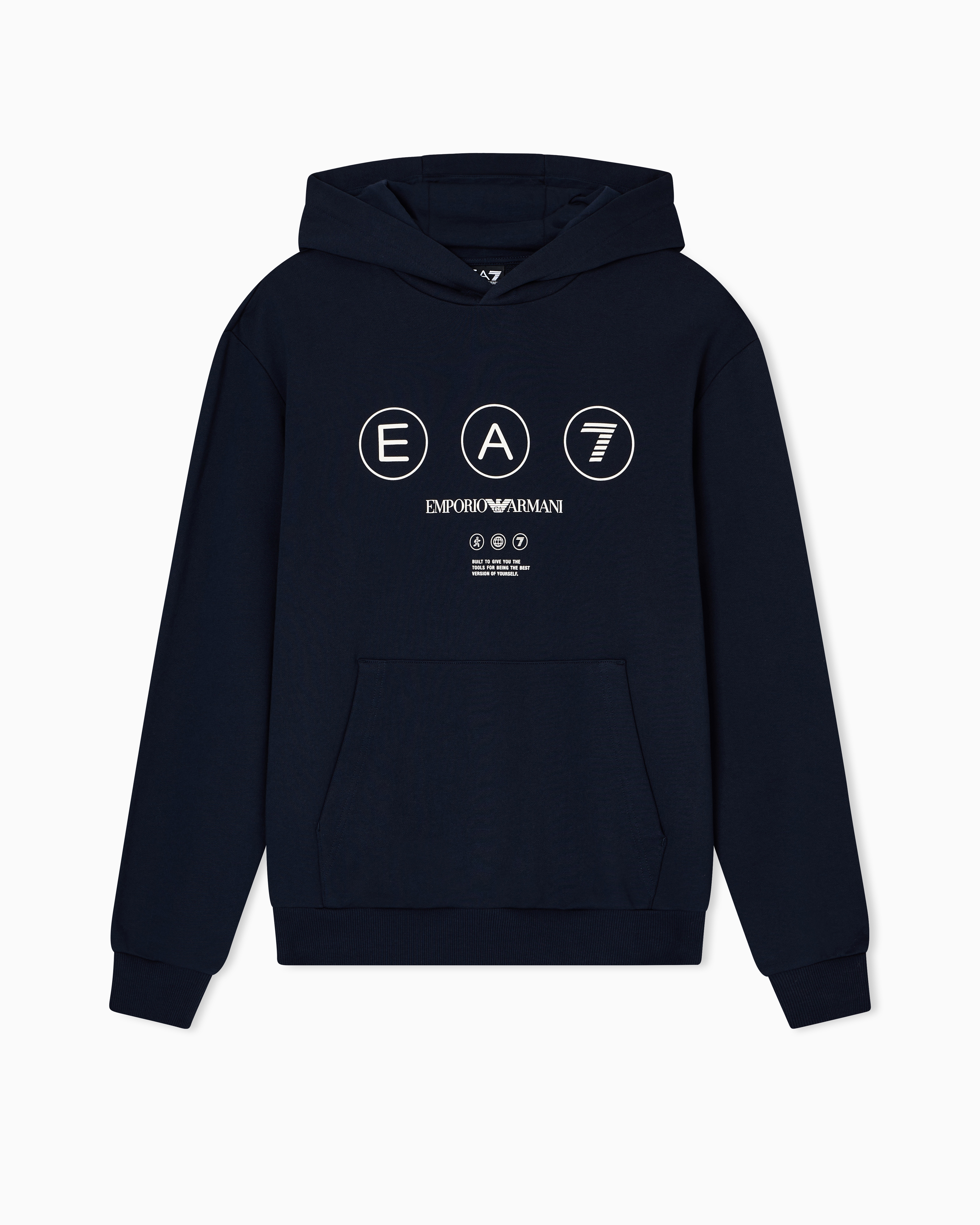 Ea7 Felpa Con Cappuccio Logo Series In French Terry Di Cotone