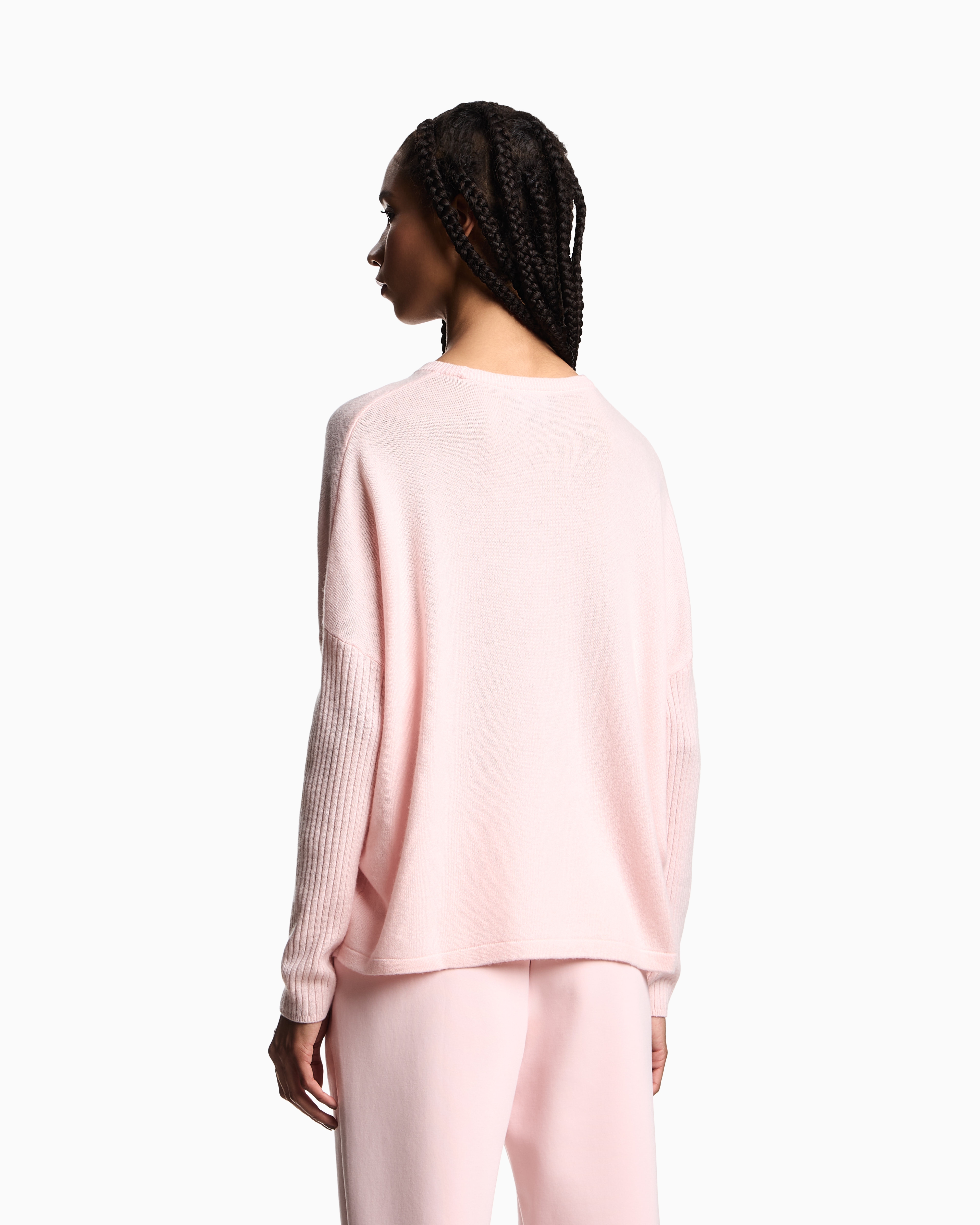 Emporio Armani - Valentine’s Day capsule collection virgin-wool jumper with rhinestones, Woman, Pink, Size: