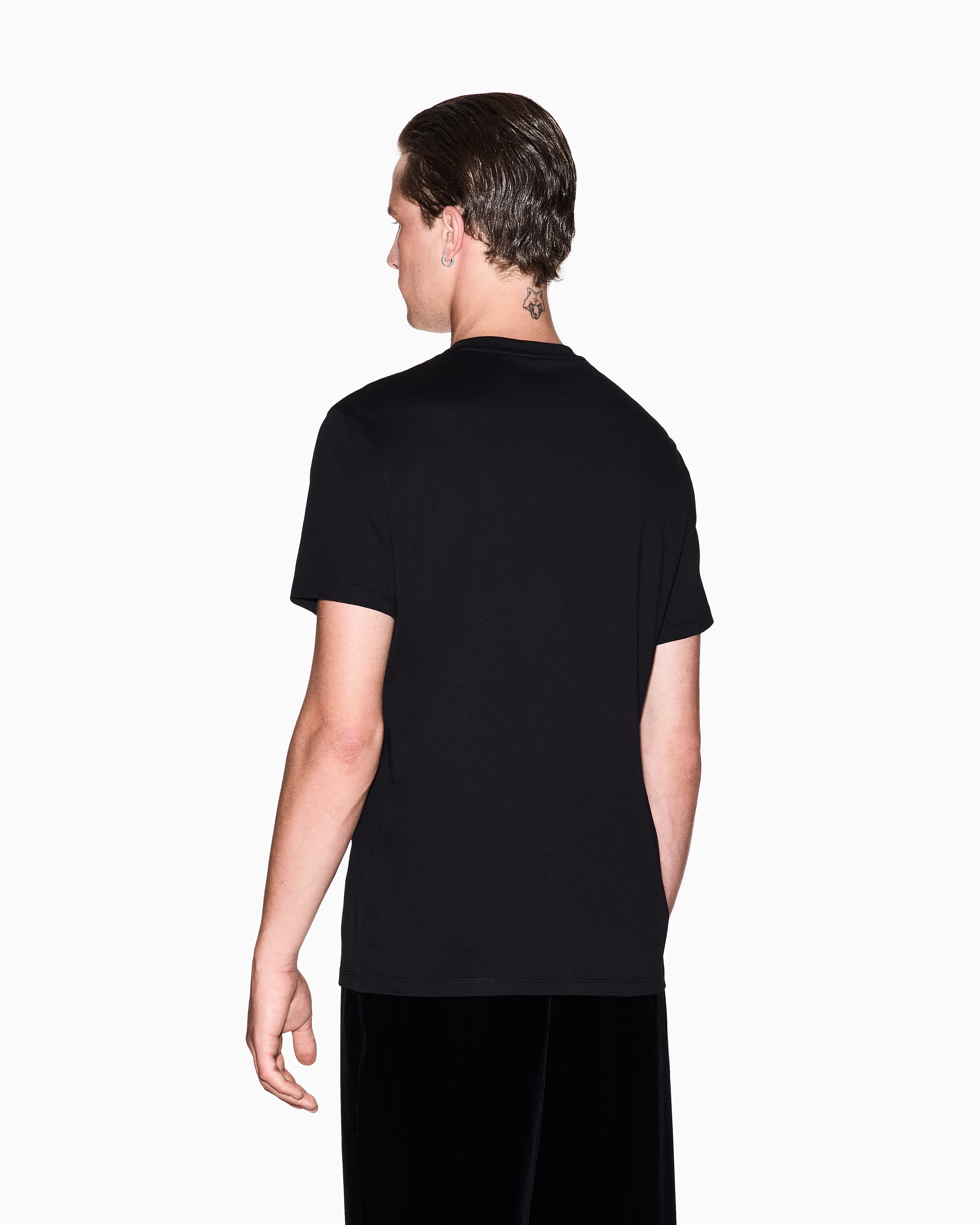 Armani Exchange - Regular T-shirt with lettering, Man, Black, Size: