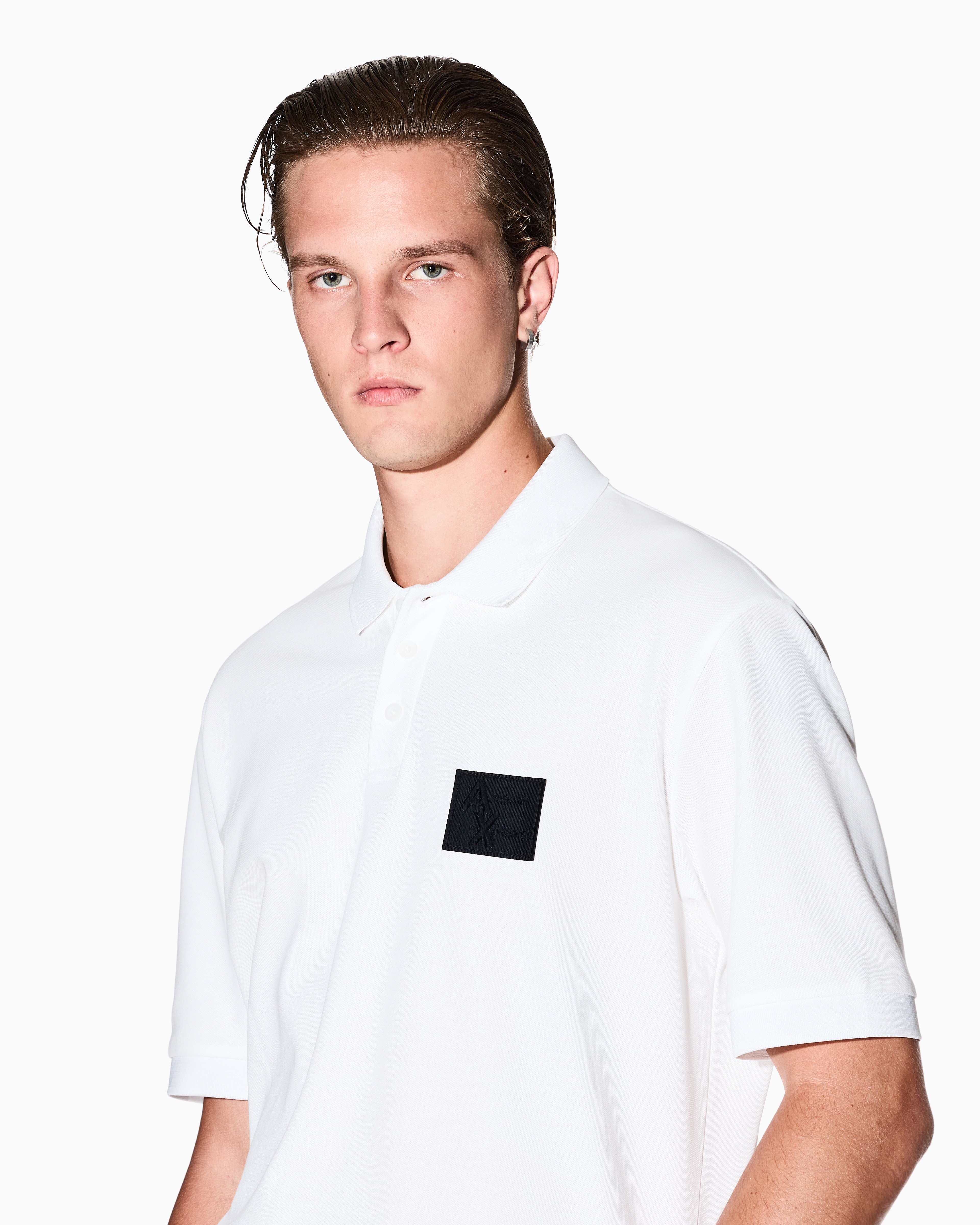 Armani Exchange - Regular fit polo shirt with patch, Man, White, Size:
