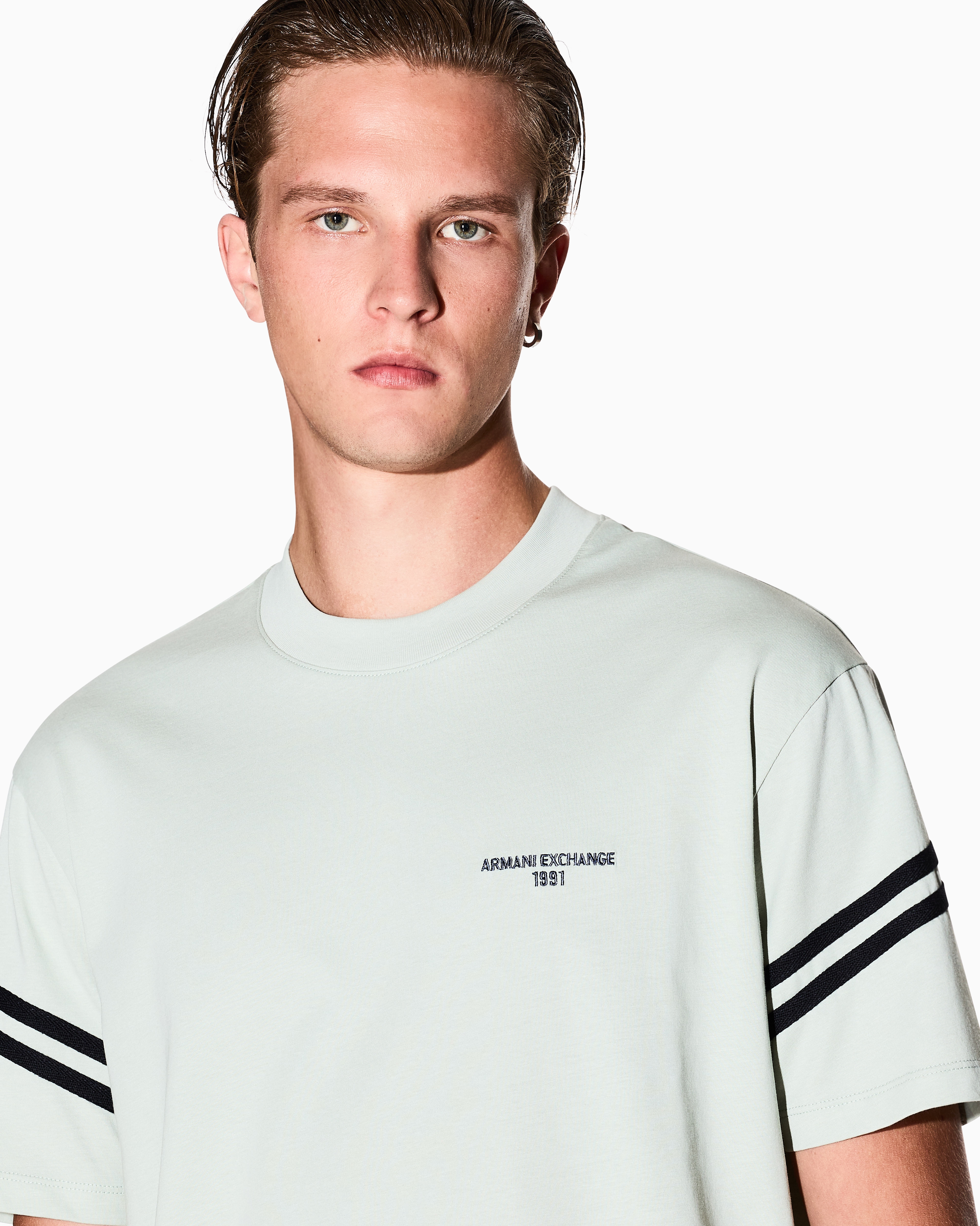 Armani Exchange - Regular fit T-shirt with contrasting piping, Man, Green, Size: