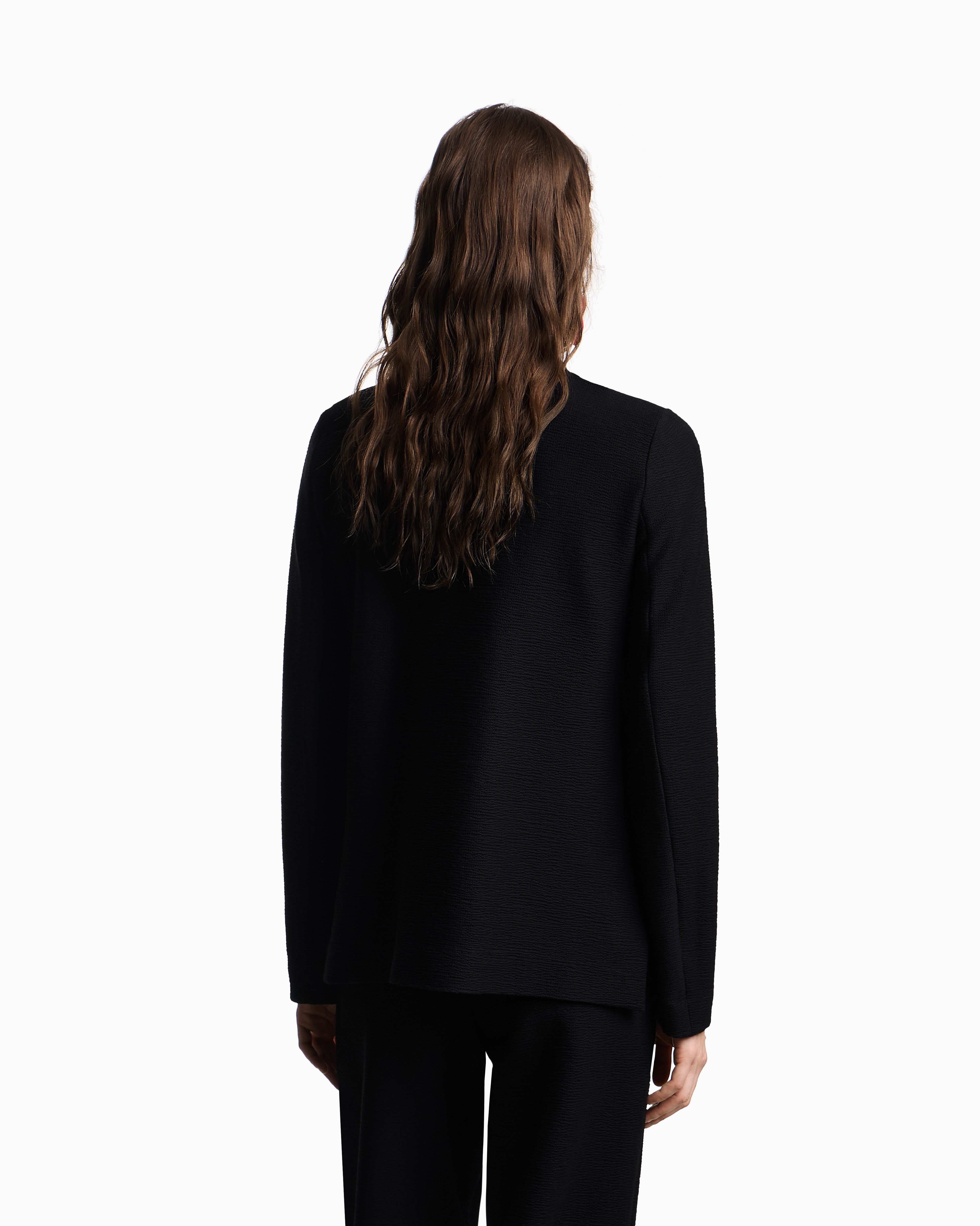 Emporio Armani - Embossed, textured jersey jacket, Woman, Black, Size: