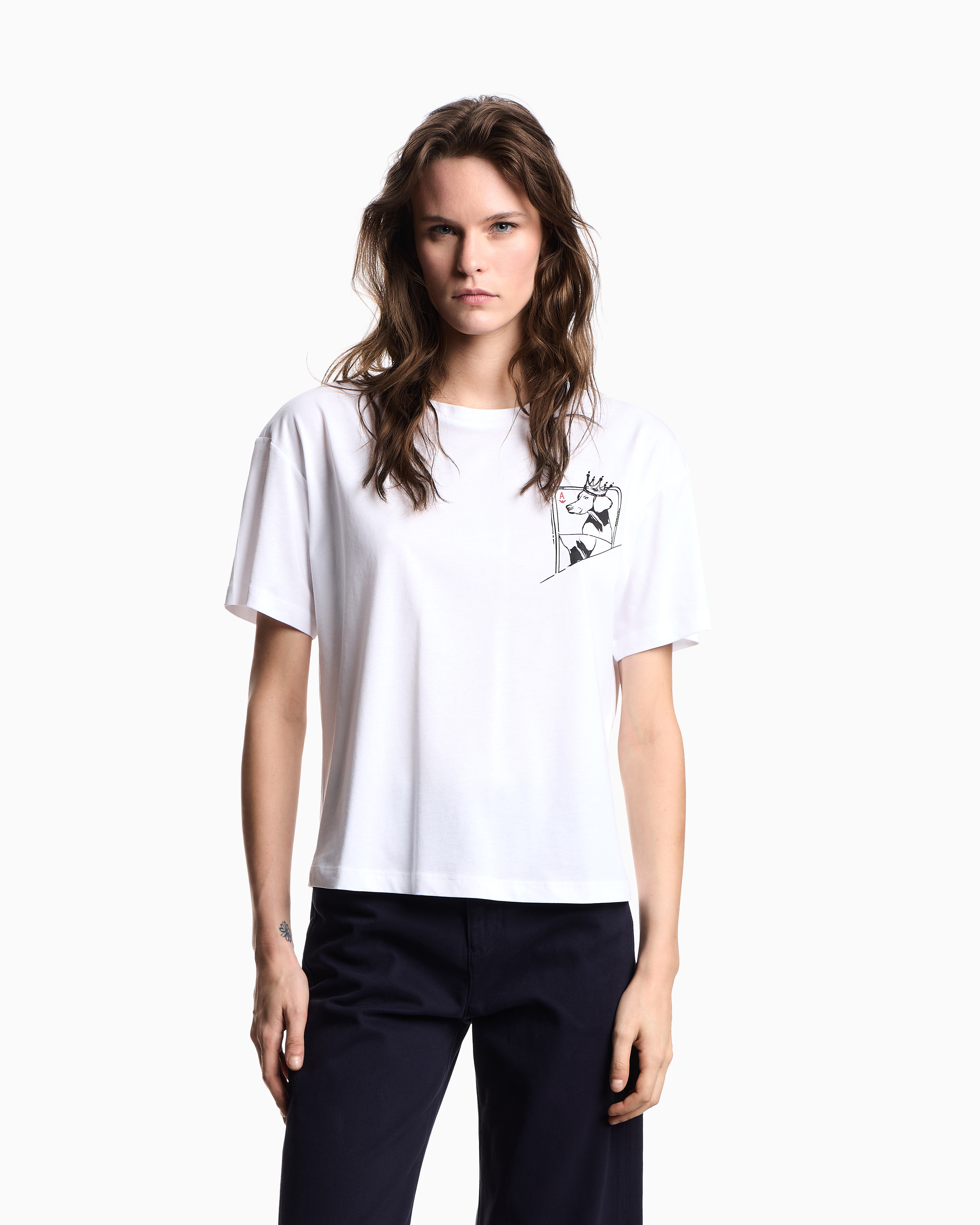 Emporio Armani - ASV We Love Dogs #28 organic-jersey T-shirt, Woman, White, Size: