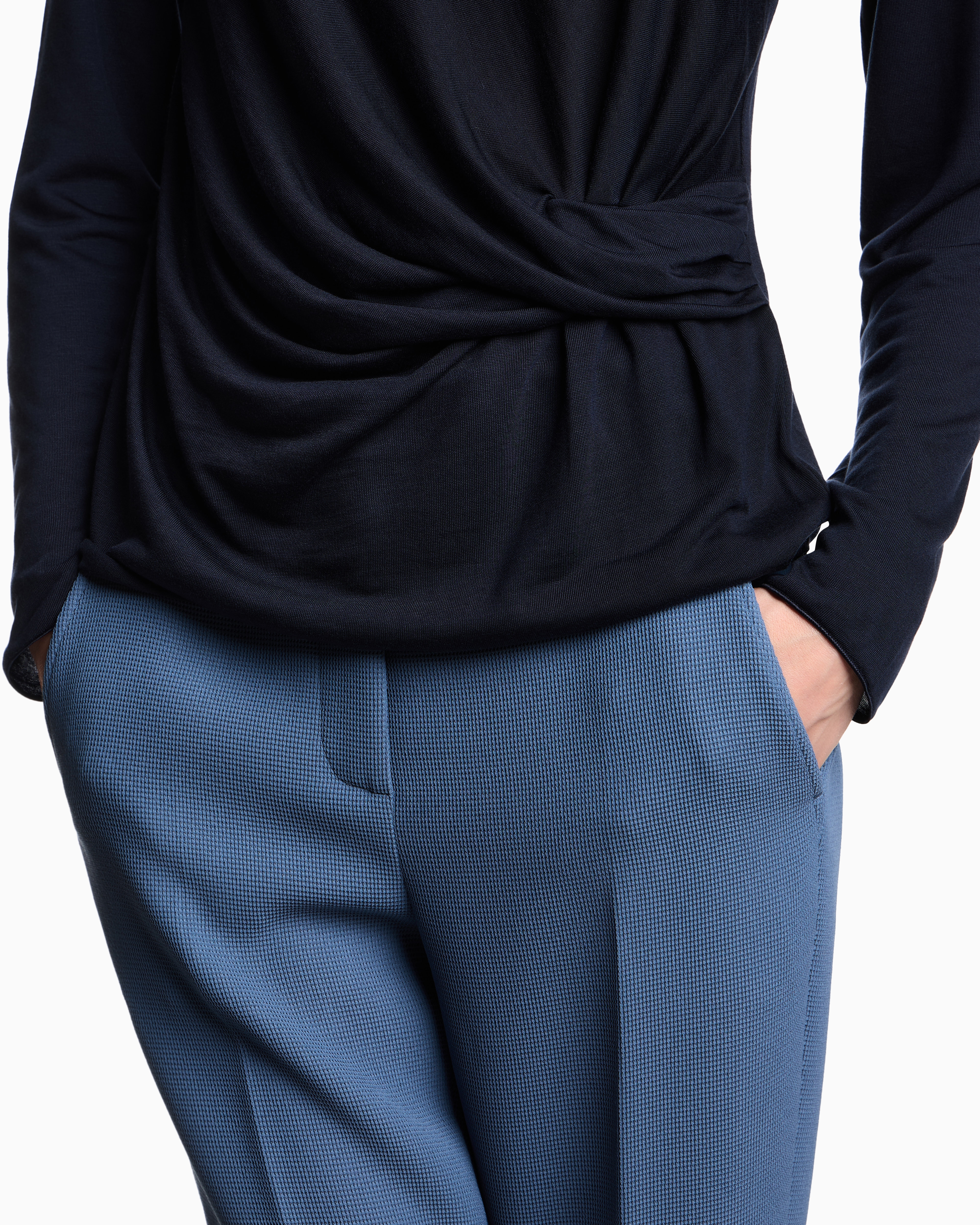 Emporio Armani - Jersey jumper with twist, Woman, Navy Blue, Size: