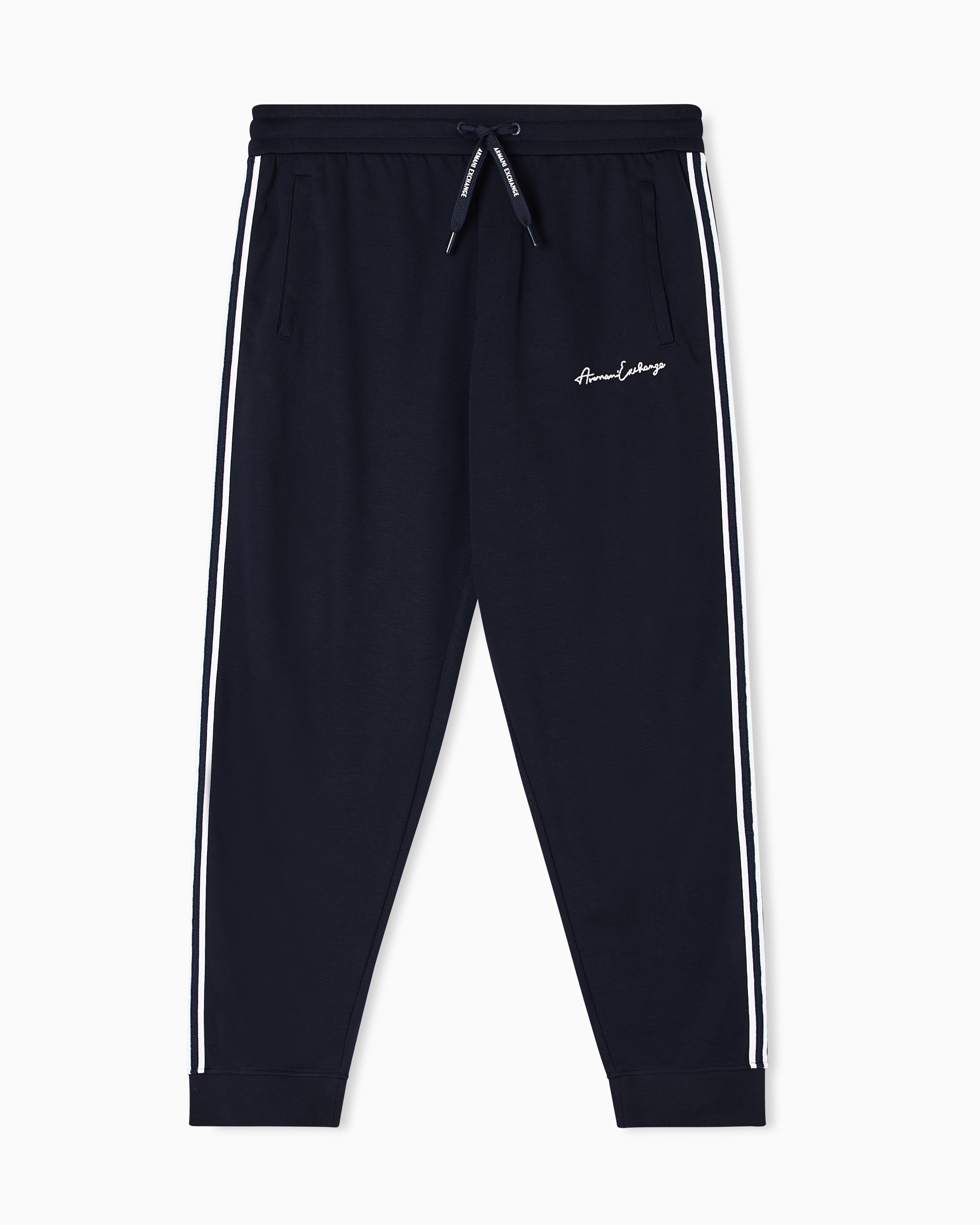Armani Exchange - Logo Signature Joggers, Man, Navy Blue, Size: