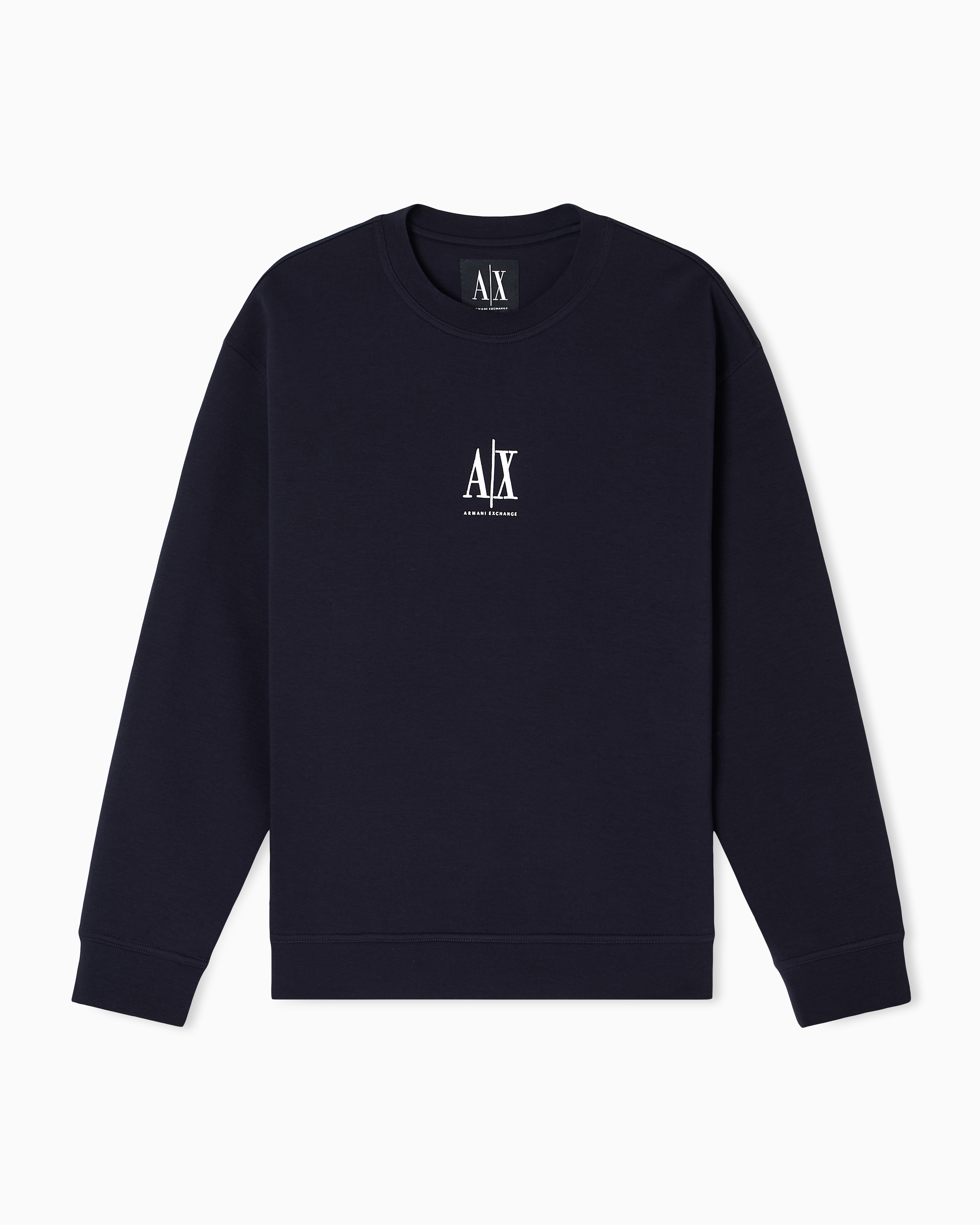 Armani Exchange - Crewneck sweatshirt with embroidered logo, Man, Navy Blue, Size: