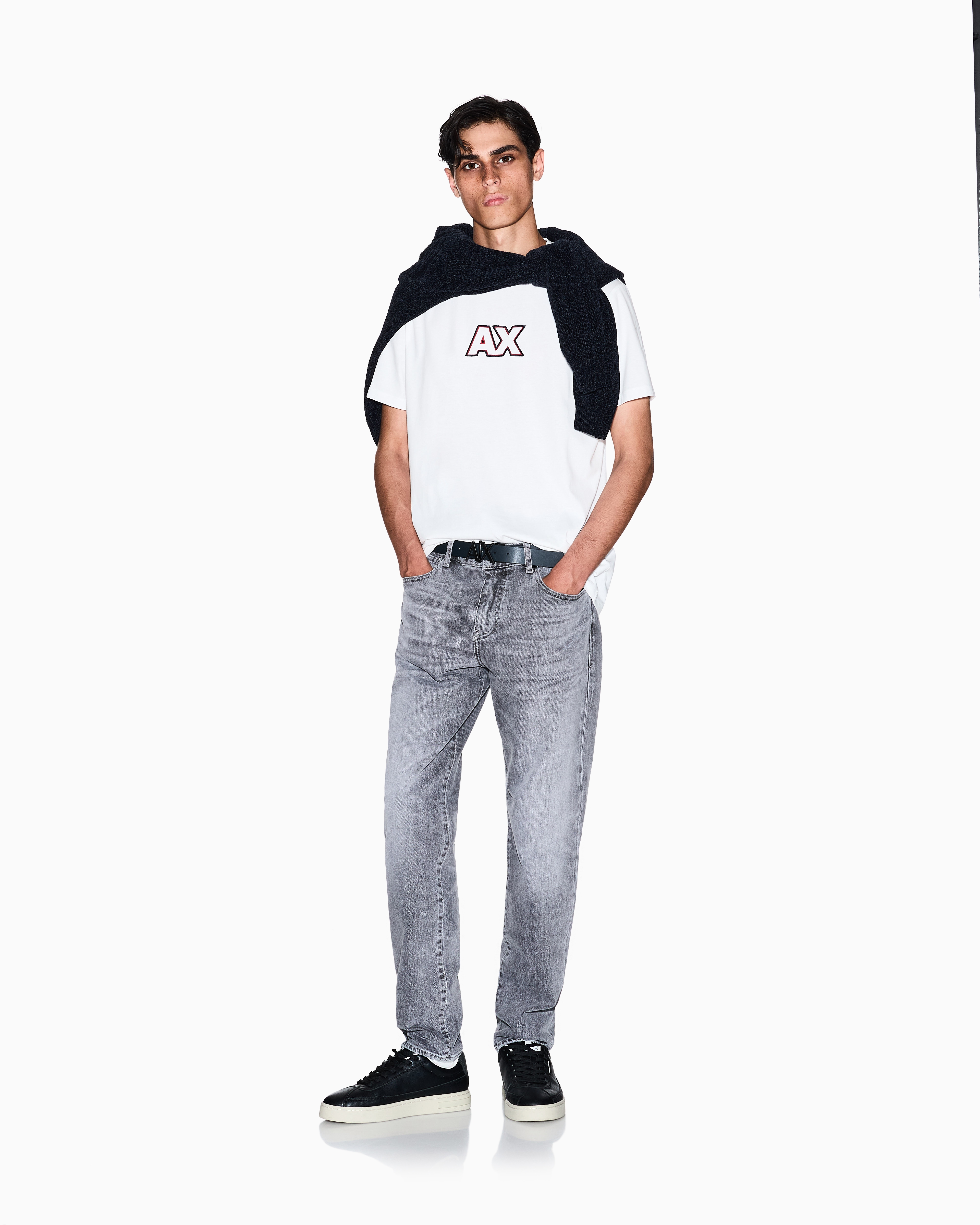 Armani Exchange -  Cotton jersey T-shirt with logo, Man, White, Size: