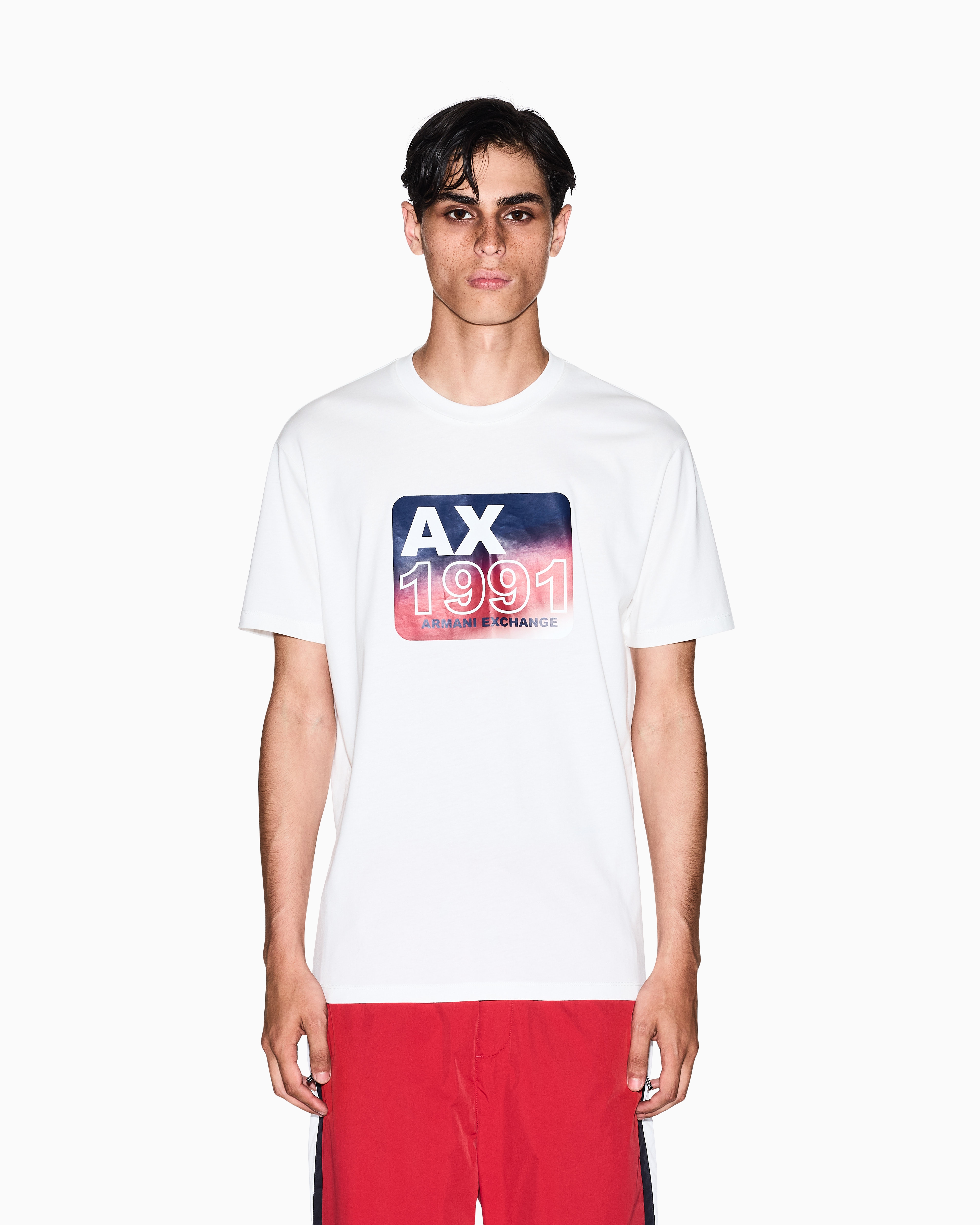 Armani Exchange - Regular fit t-shirt with gradient print, Man, White, Size: