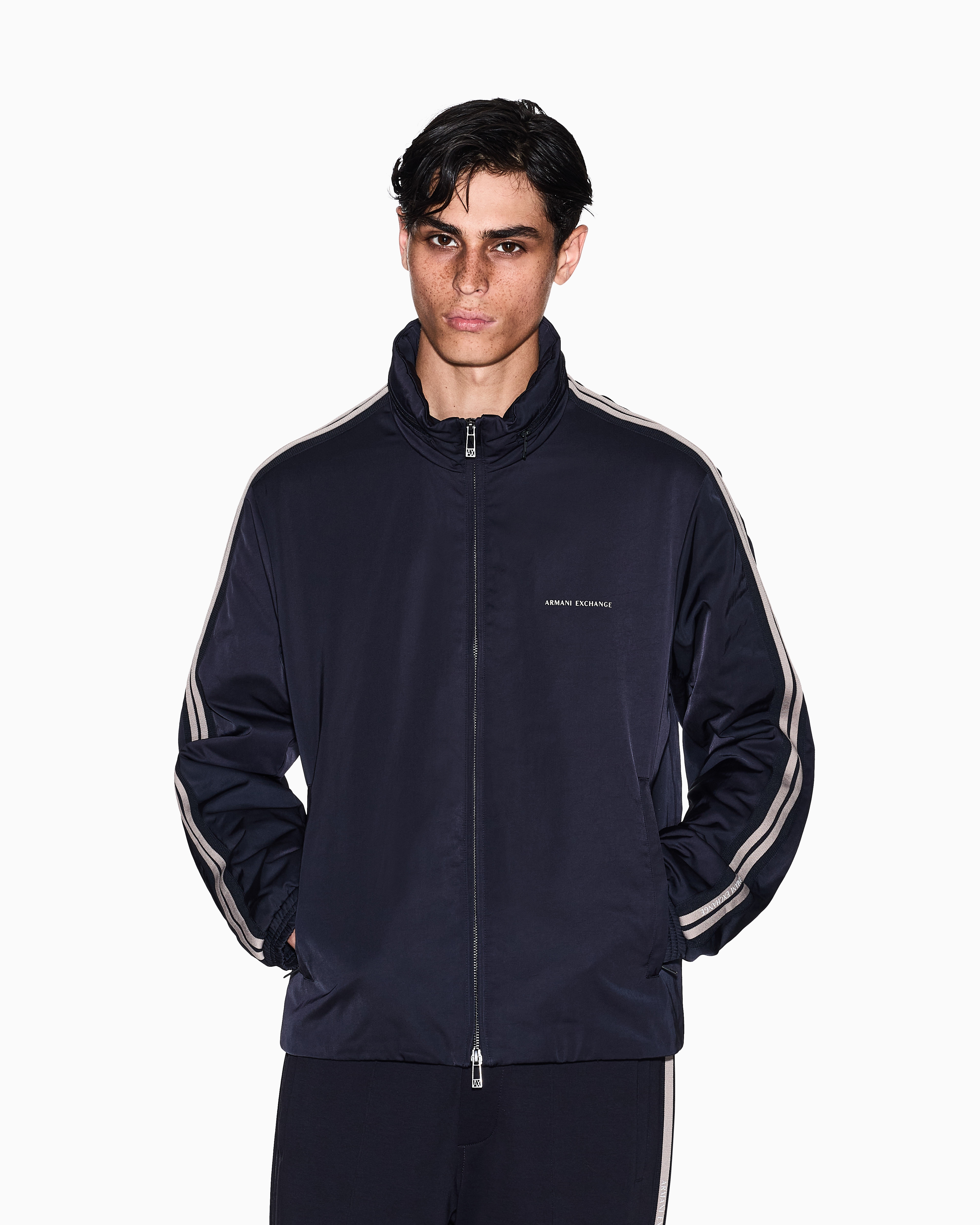 Full zip jacket with contrasting bands