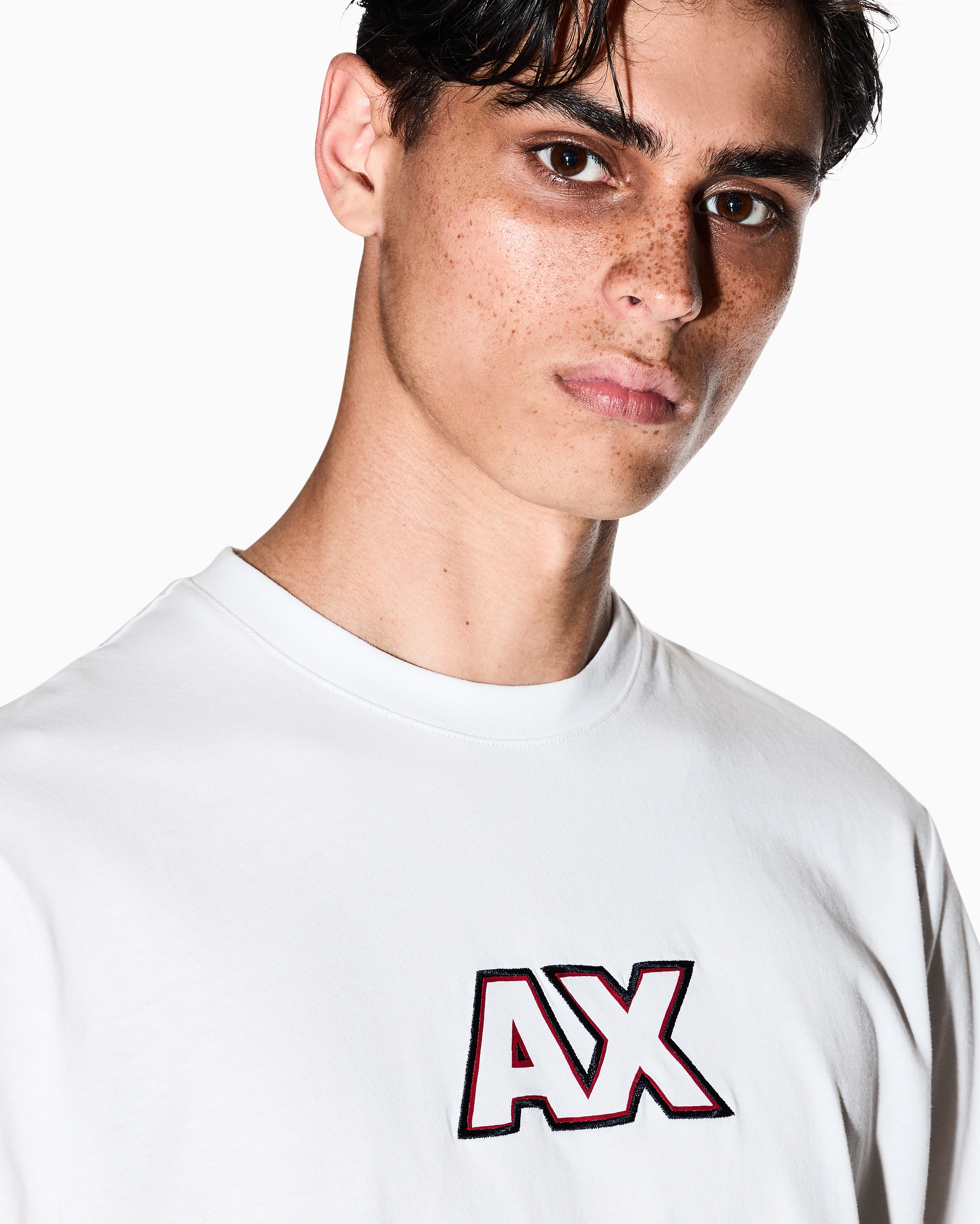 Armani Exchange -  Cotton jersey T-shirt with logo, Man, White, Size: