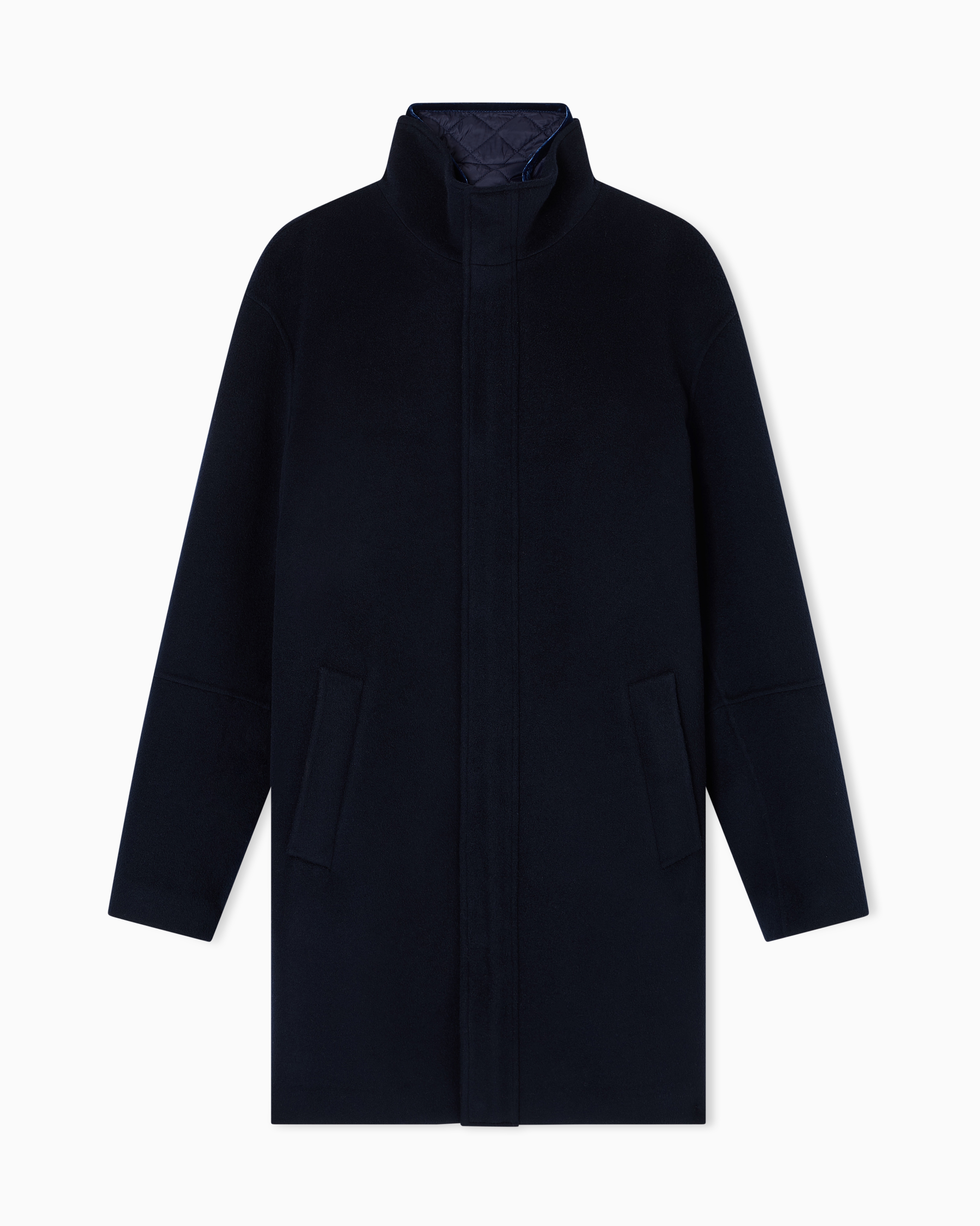 Emporio Armani - Virgin-wool cloth two-in-one style coat , Man, Navy_blue, Size: