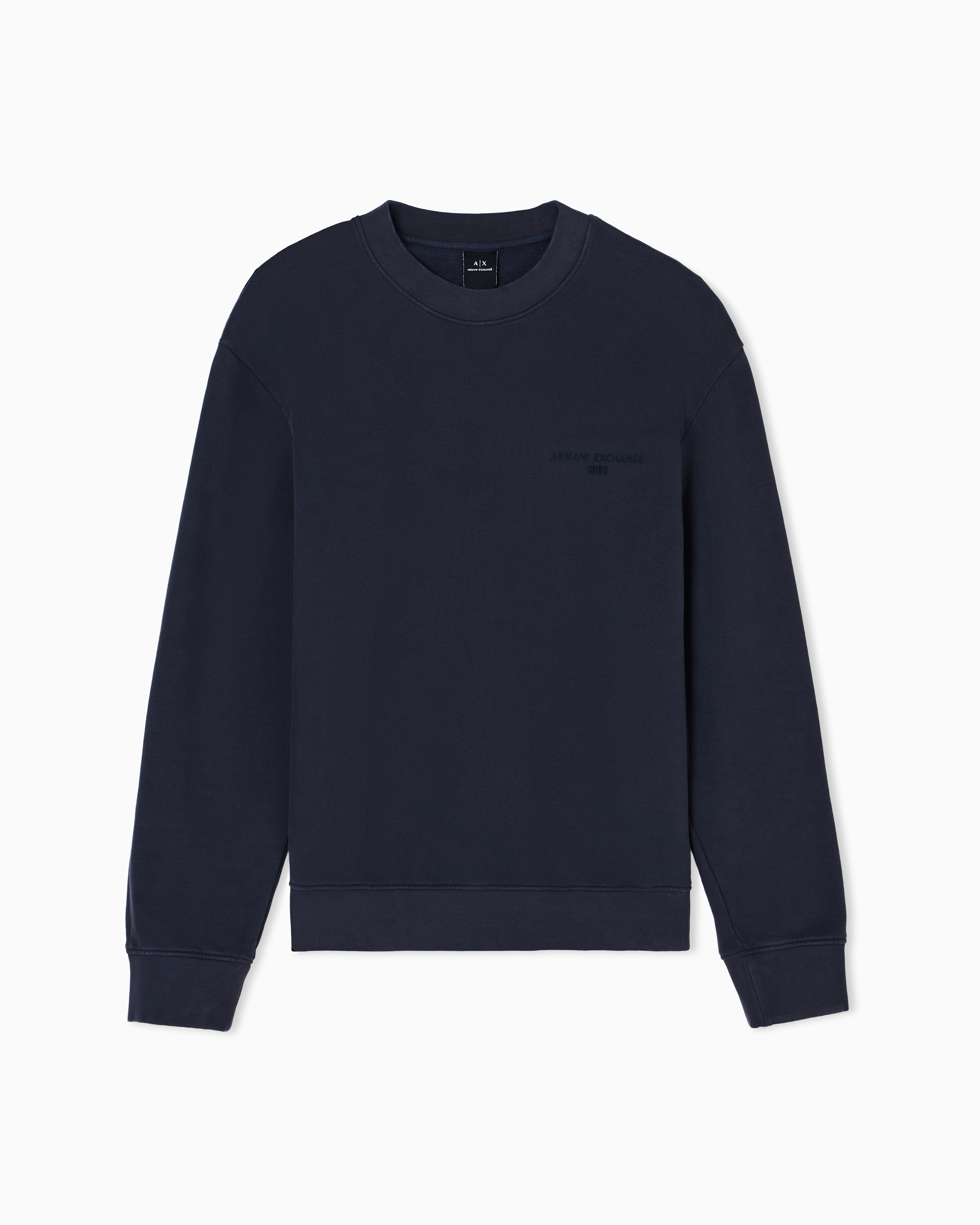 Armani Exchange - Crewneck Sweatshirt with embroidery , Man, Navy Blue, Size: