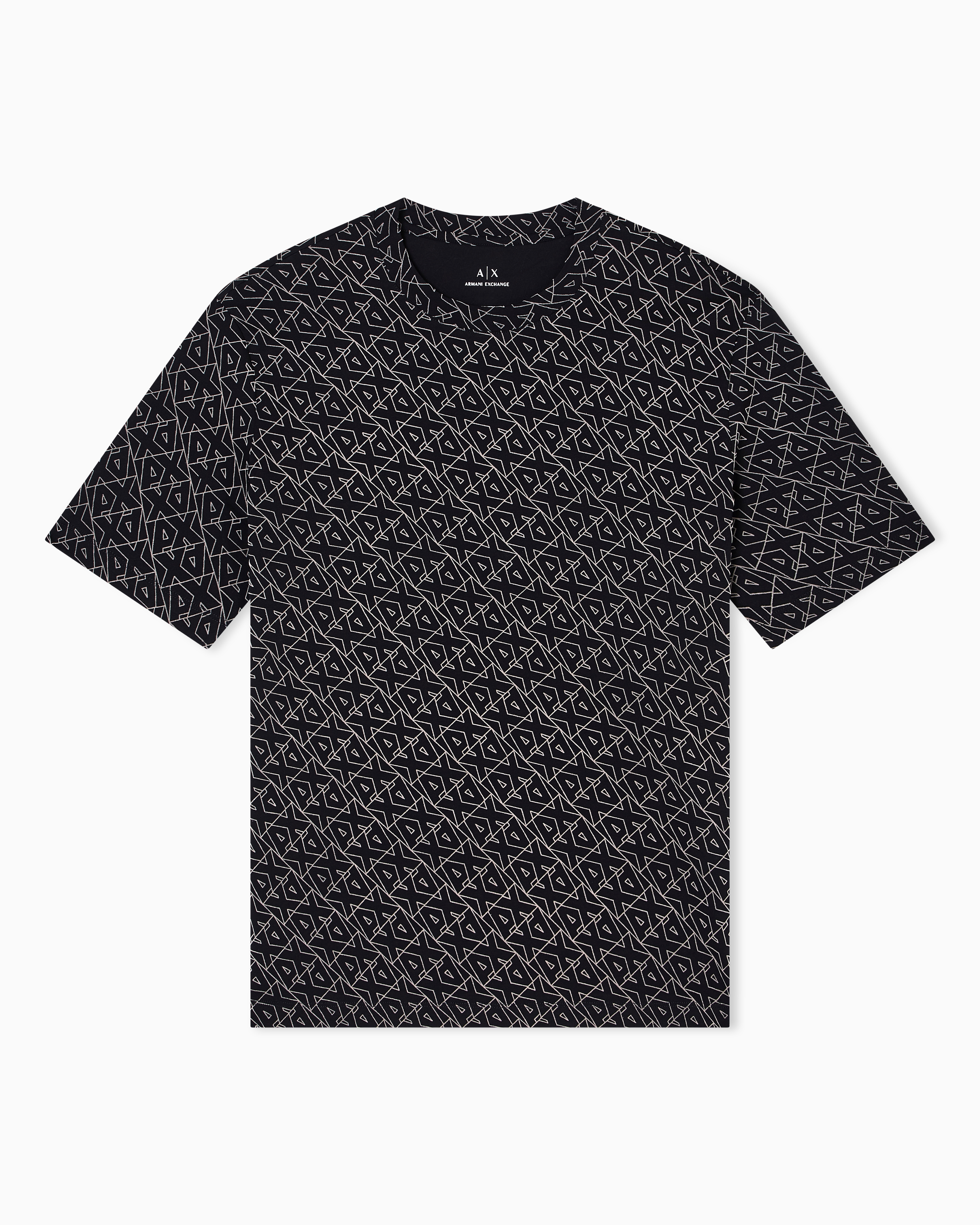 Armani Exchange - Regular fit t-shirt with allover logo, Man, Black, Size:
