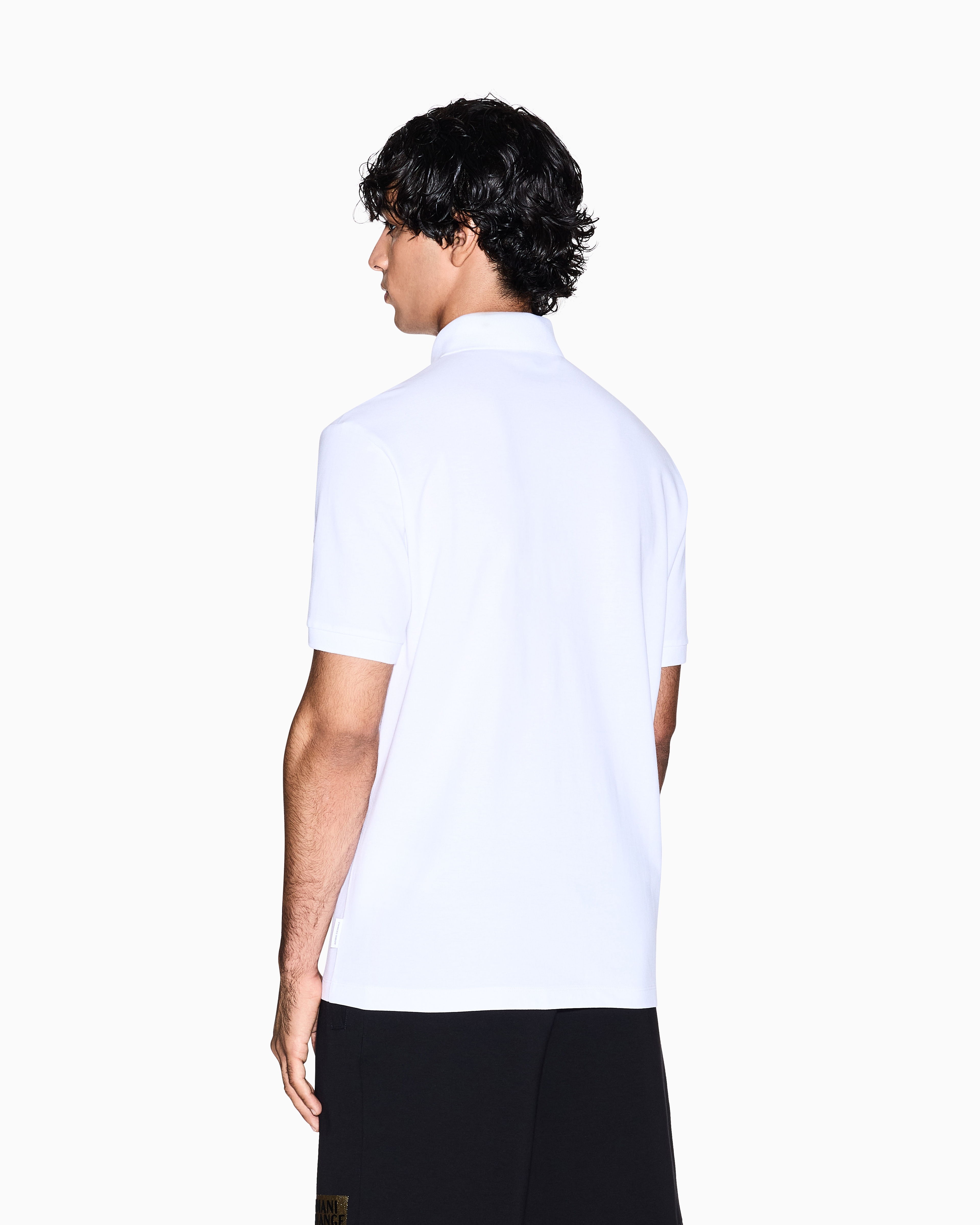 Armani Exchange - Regular fit cotton polo shirt with gold details, Man, White, Size: