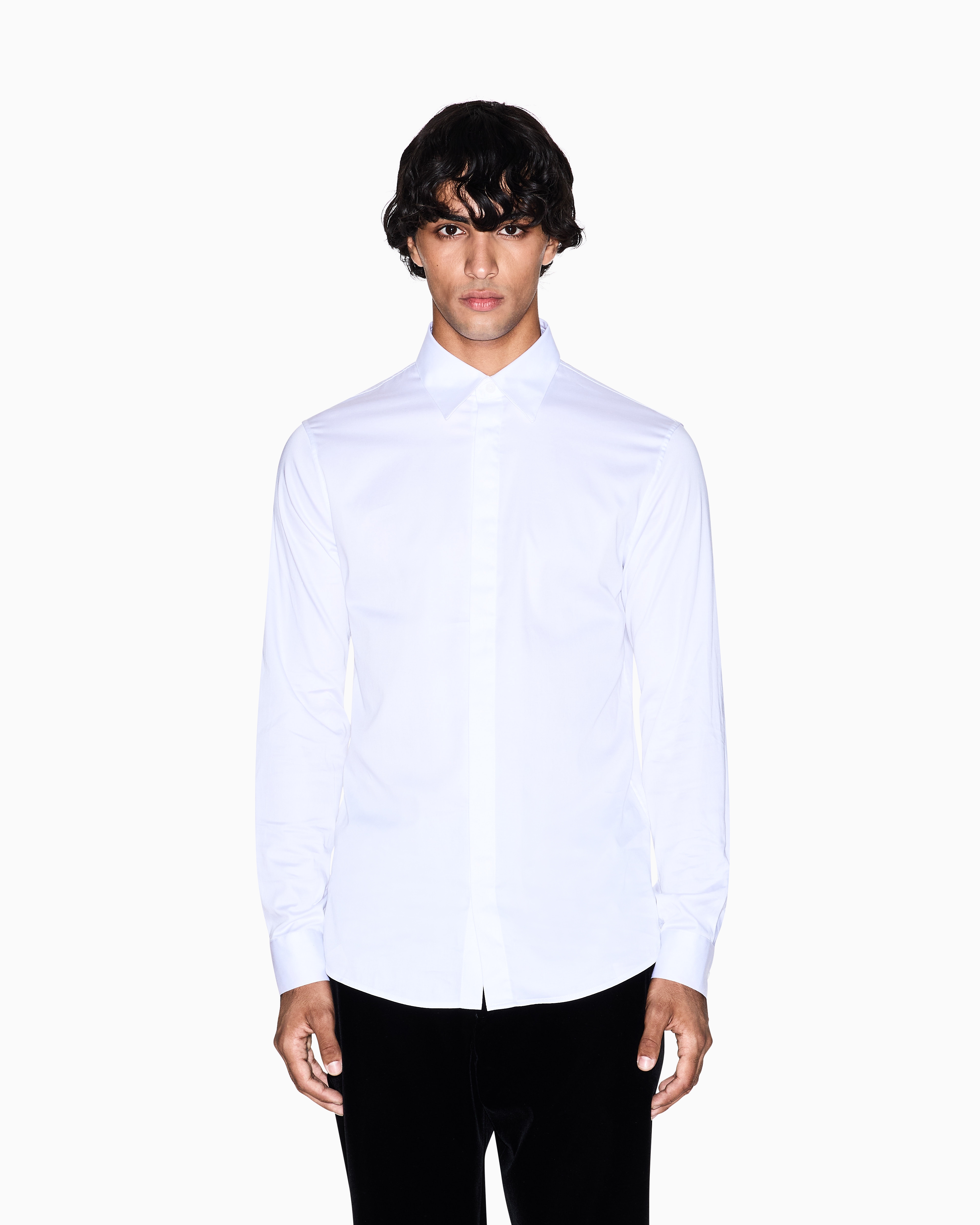 Armani Exchange - Slim-fit stretch cotton shirt, Man, White, Size: