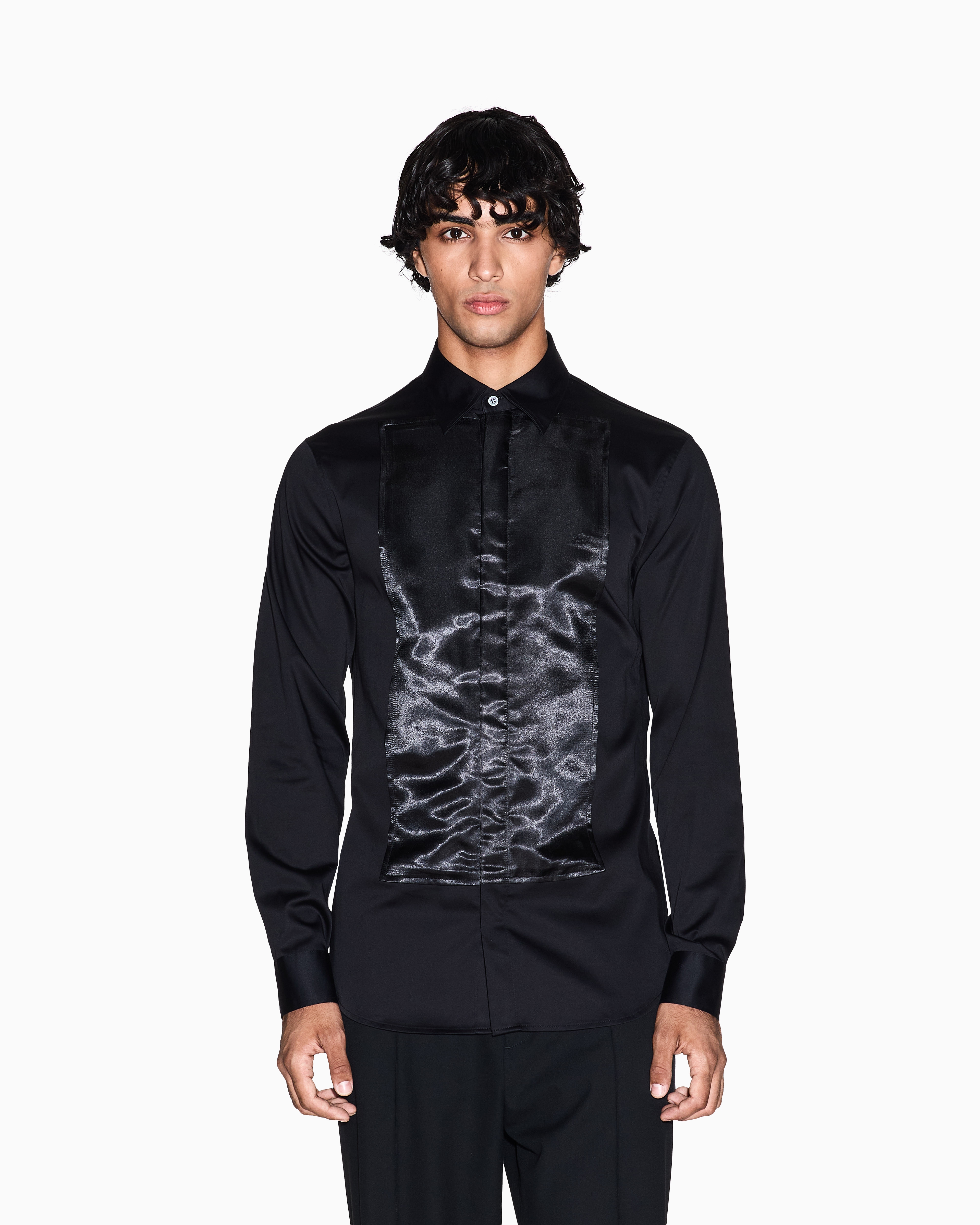 Armani Exchange - Shirt with satin insert, Man, Black, Size: