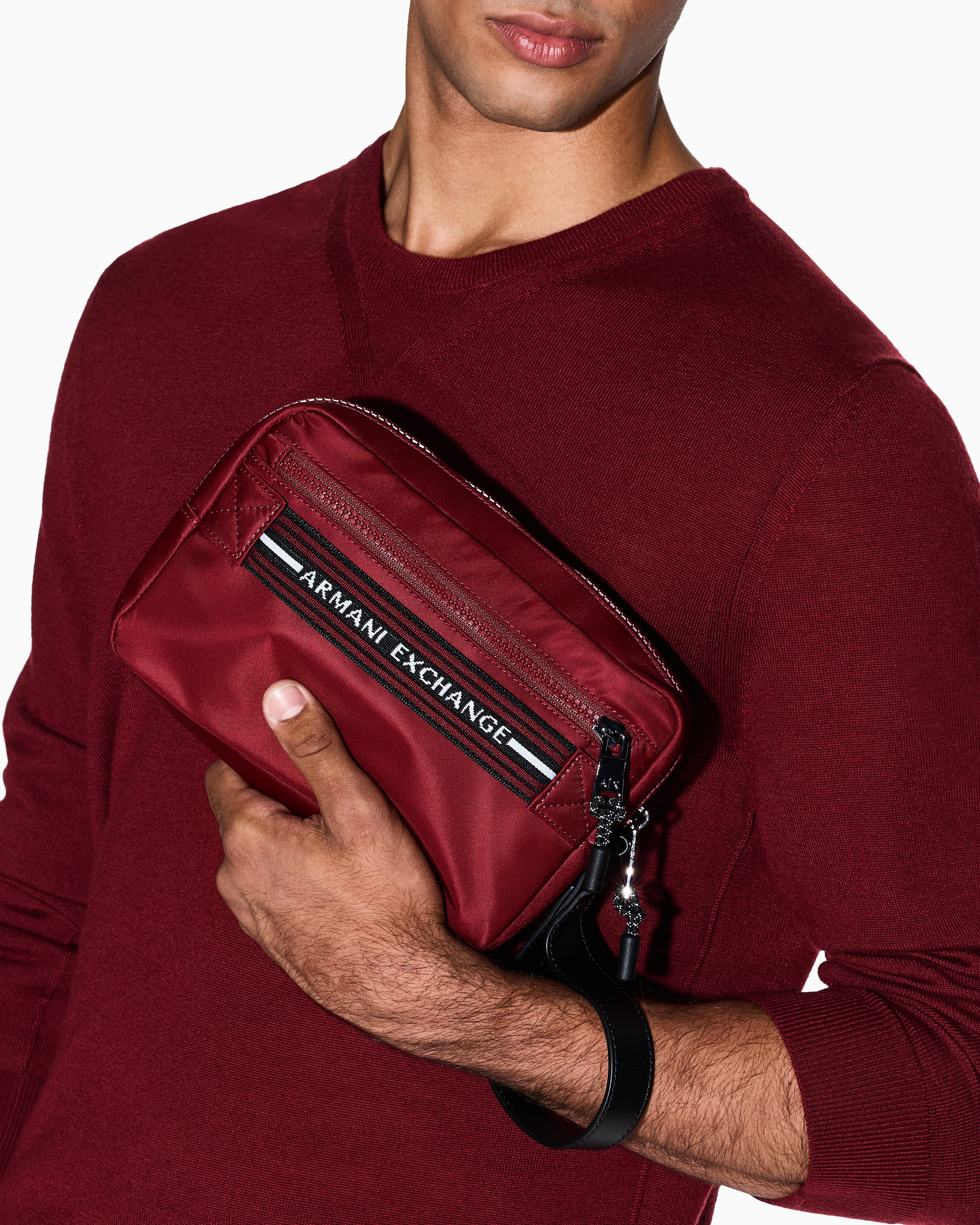 Armani Exchange - Pouch with logo, Man, Burgundy, Size: TU