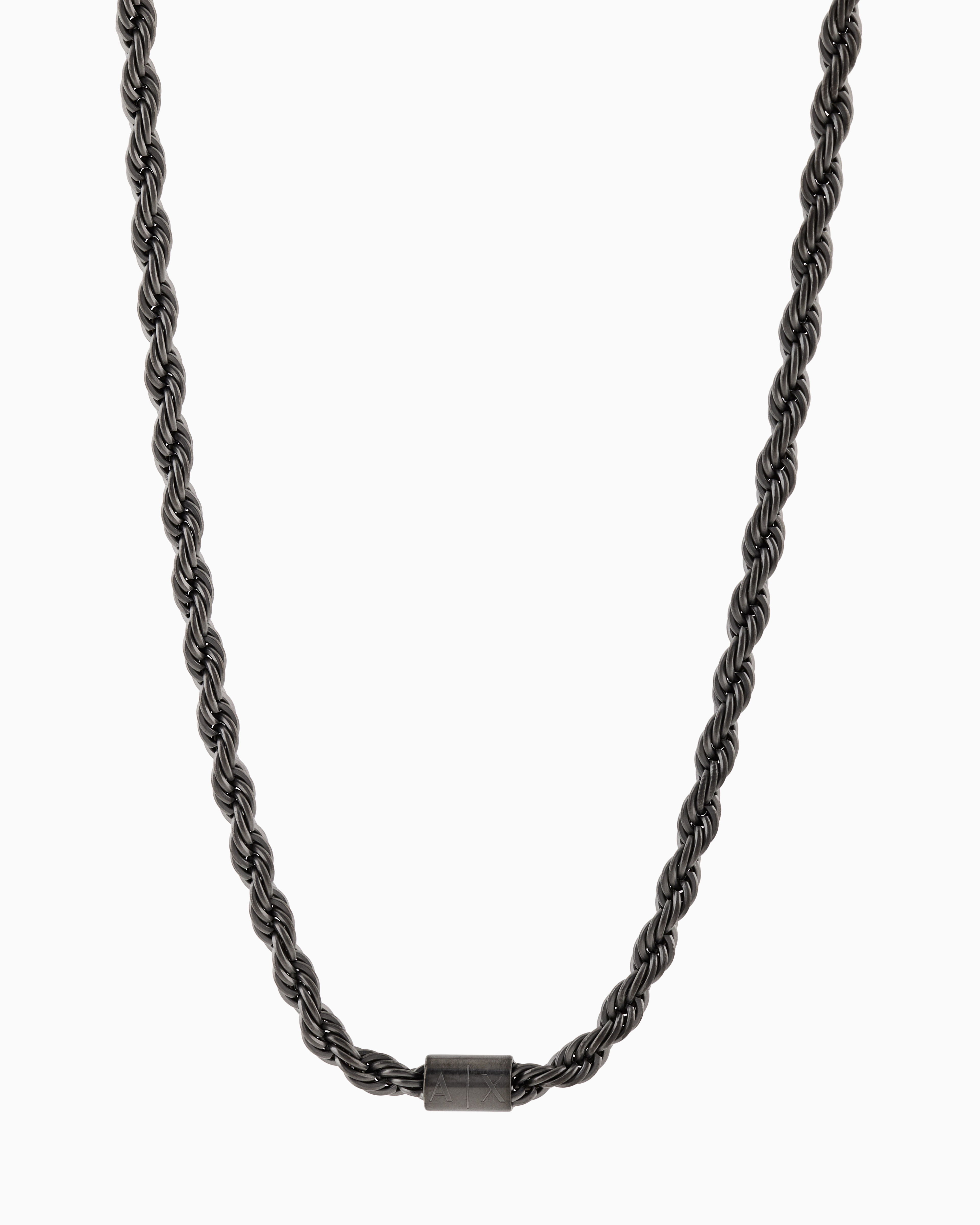 チェーンネックレス ガンメタル ステンレススチール | Armani