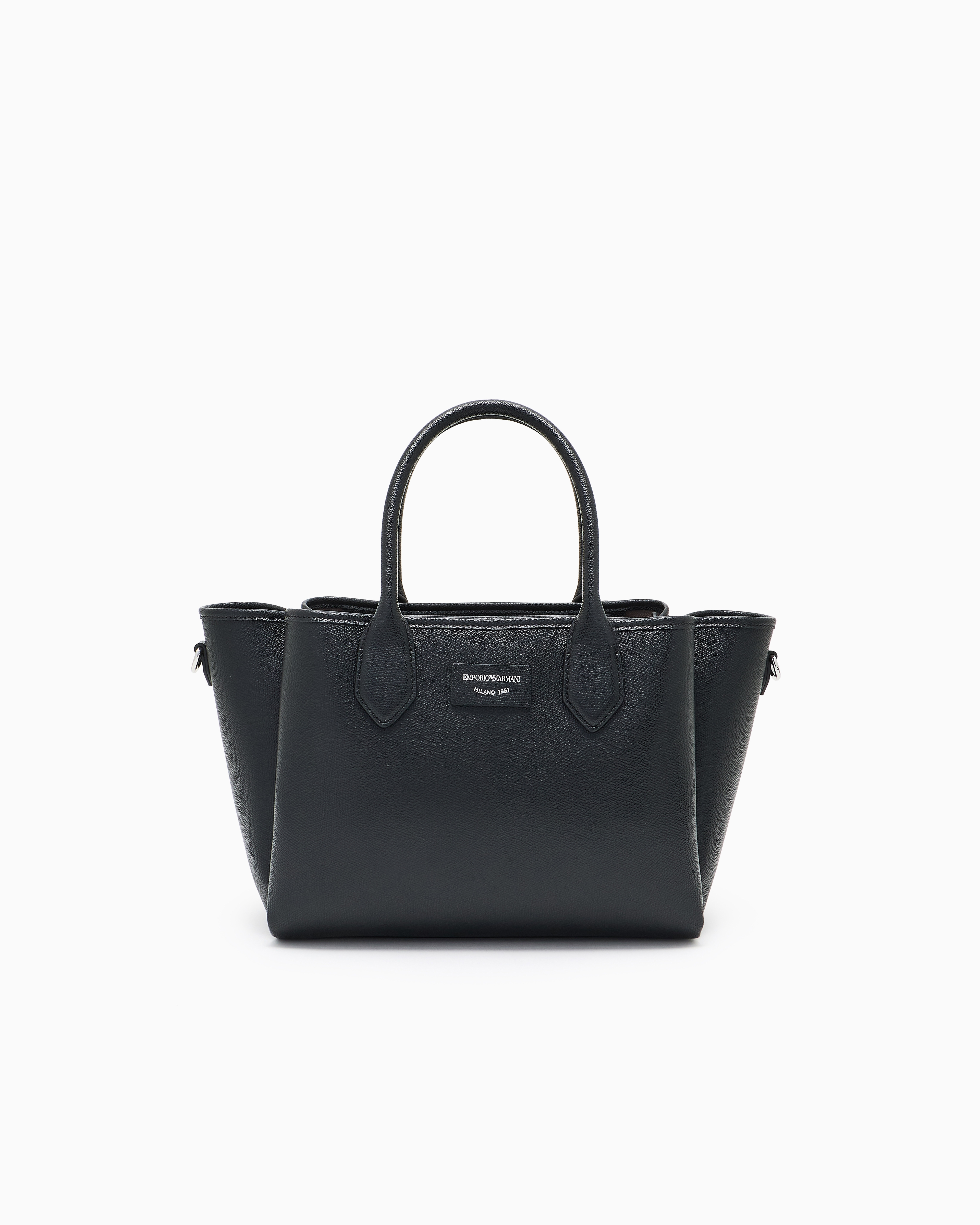 Emporio Armani Black Medium Shopper Bag With Palmellato Finish