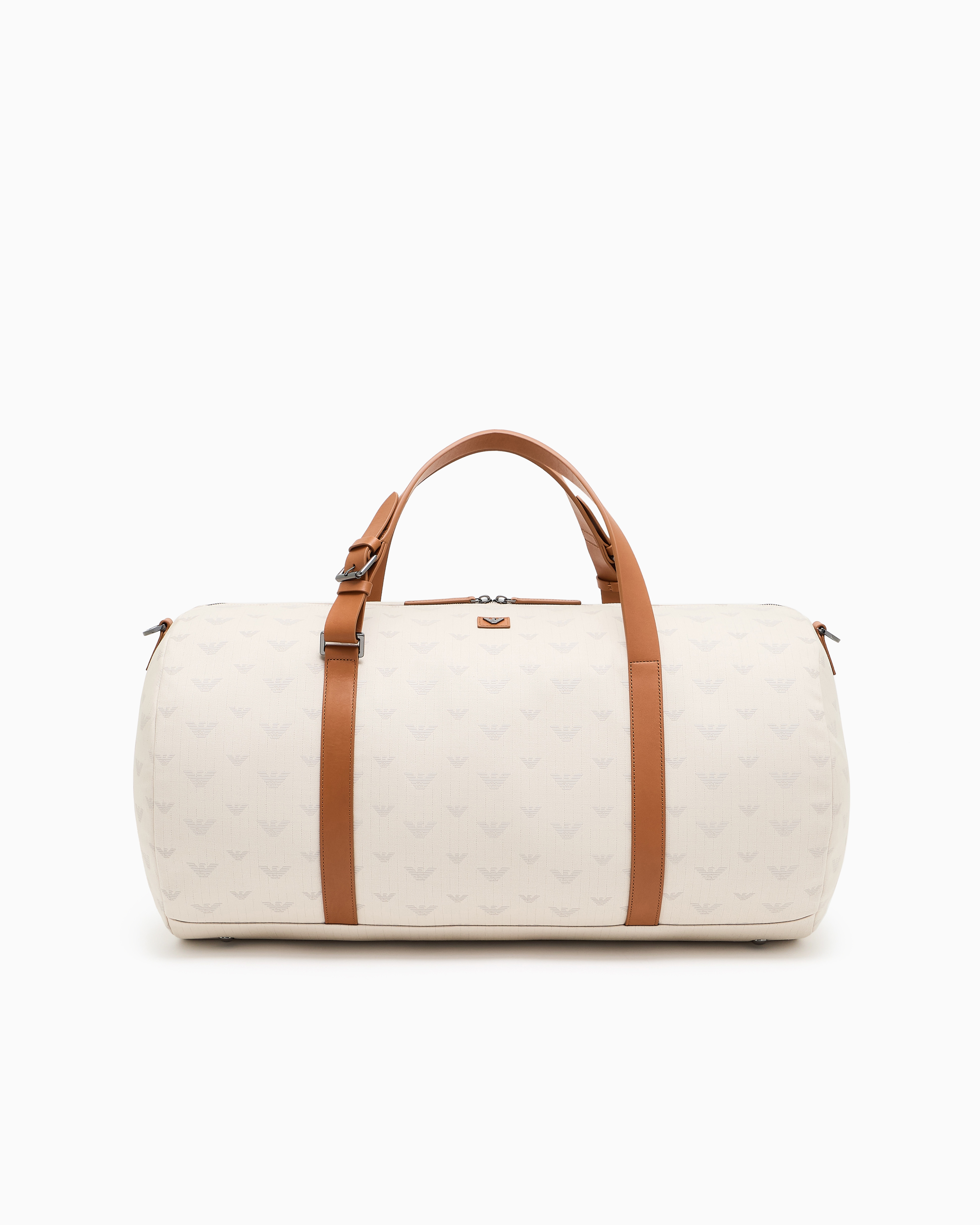 Emporio Armani - All-over eagle canvas weekend bag, Man, Beige, Size: TU