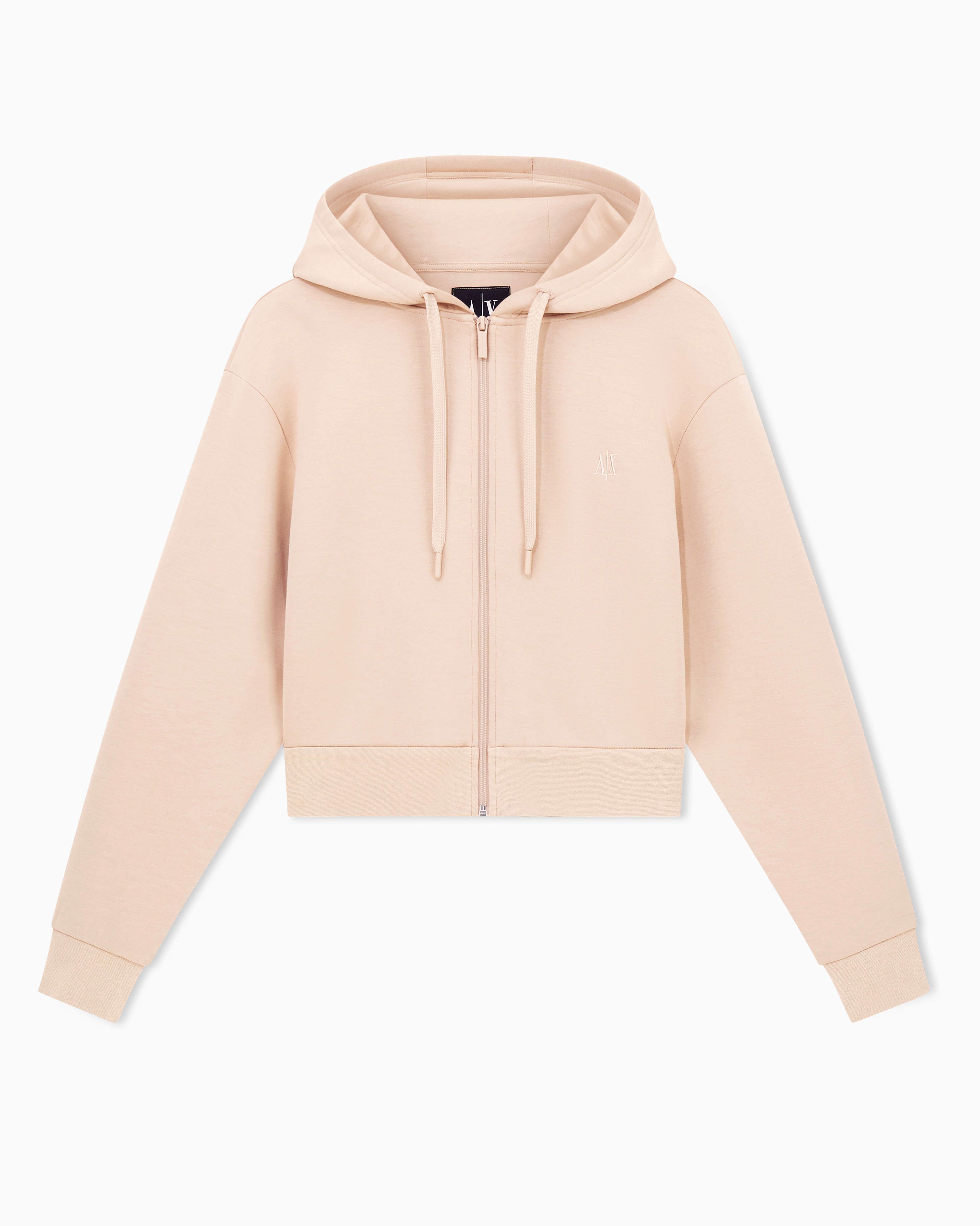 Armani Exchange -  Icon Cropped Hoodie, Woman, Camel, Size: