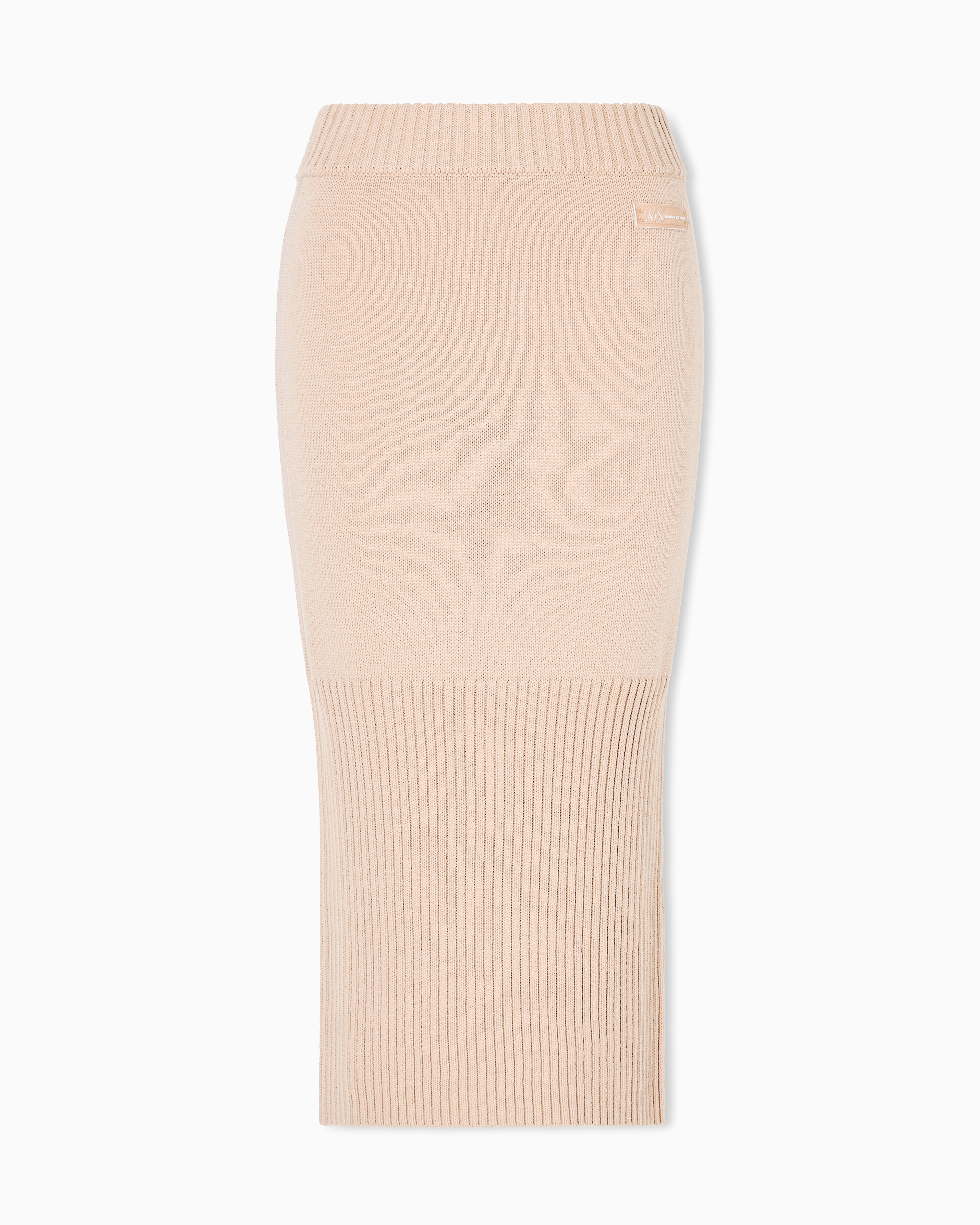Armani Exchange - Ribbed midi skirt, Woman, Camel, Size: