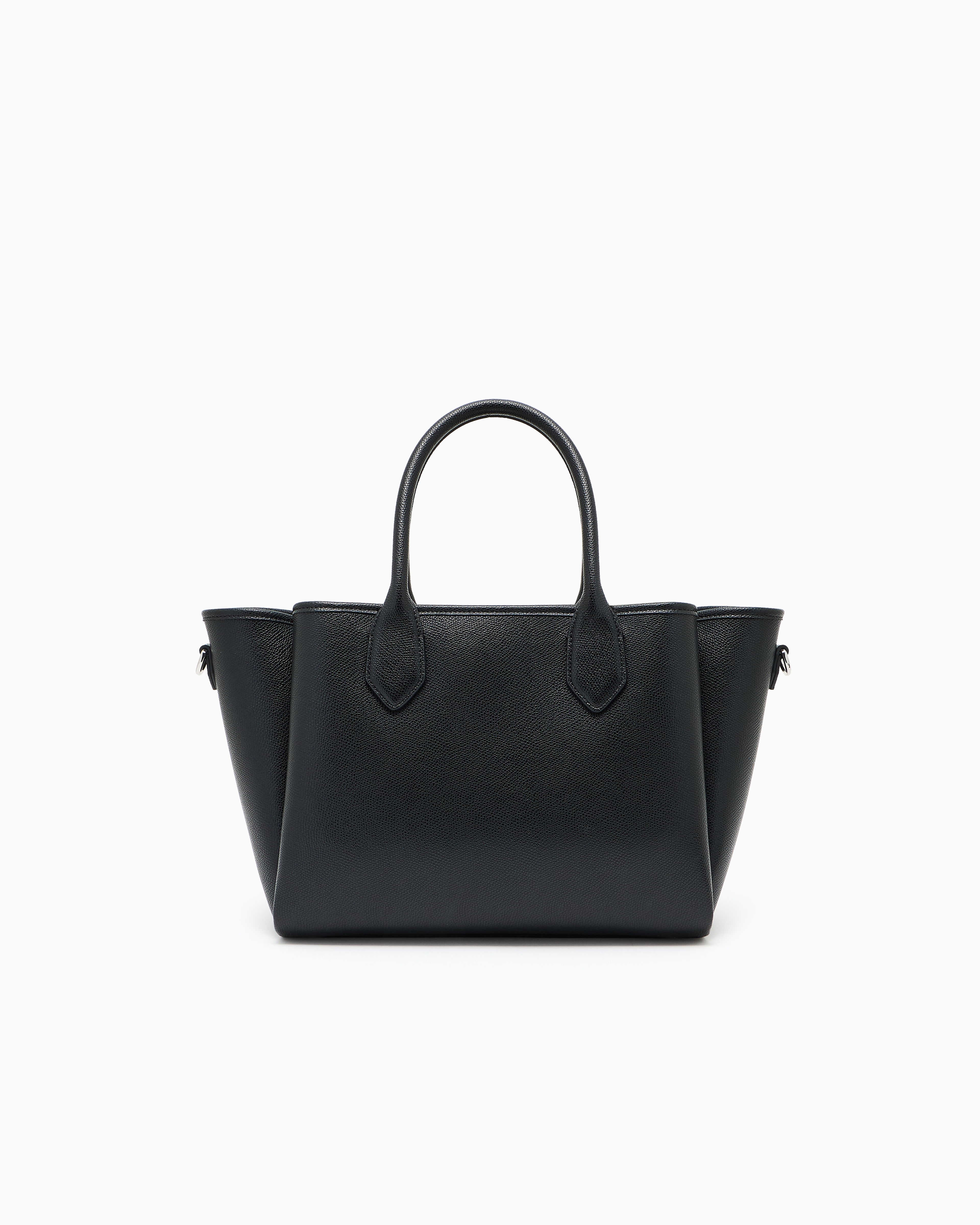 Emporio Armani - Medium shopper bag with palmellato finish, Woman, Black, Size: TU