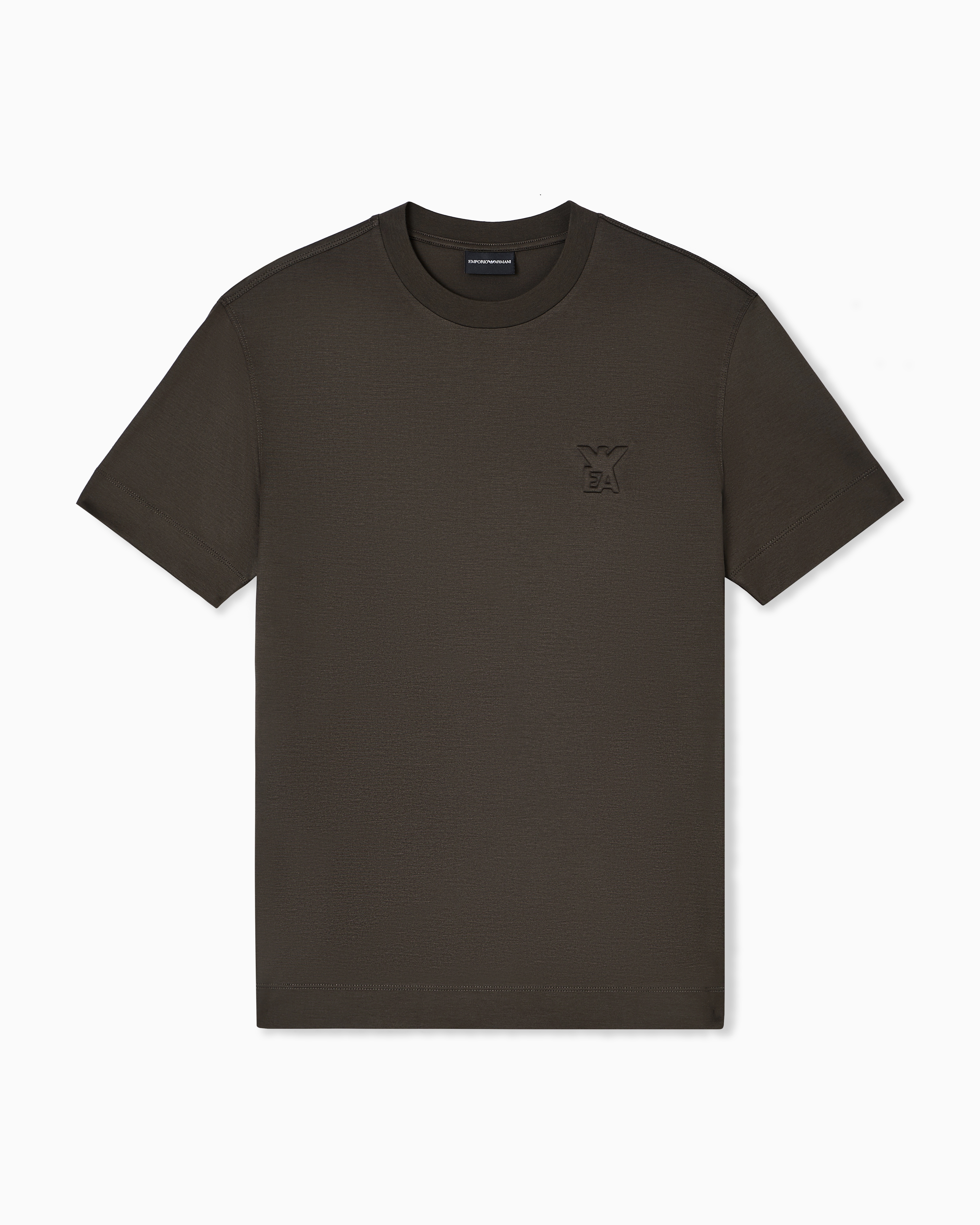 Emporio Armani - ASV Lyocell jersey blend T-shirt with domed logo, Man, Green, Size: