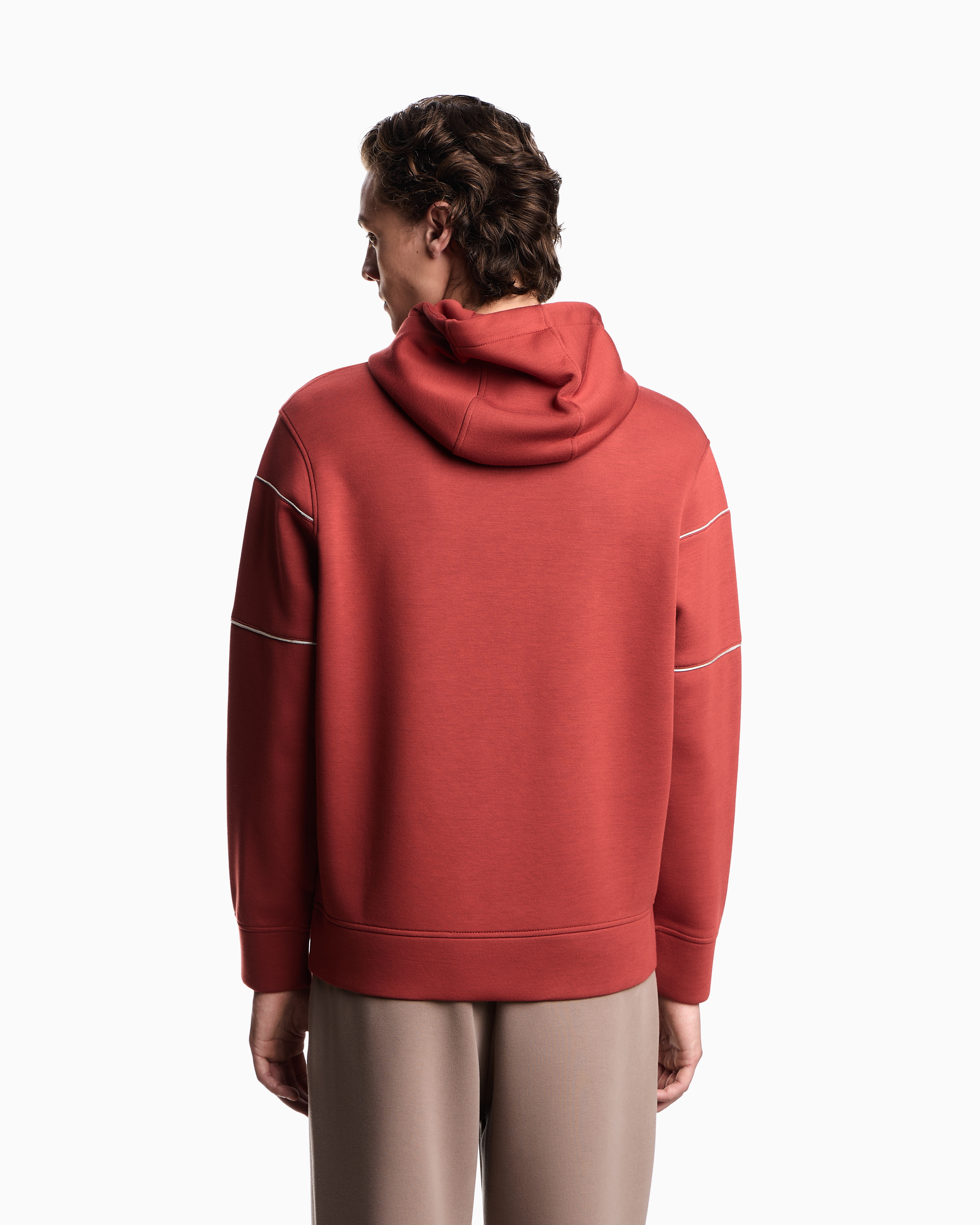 Emporio Armani - Double-jersey hooded sweatshirt with 3D-effect logo, Man, Red, Size: