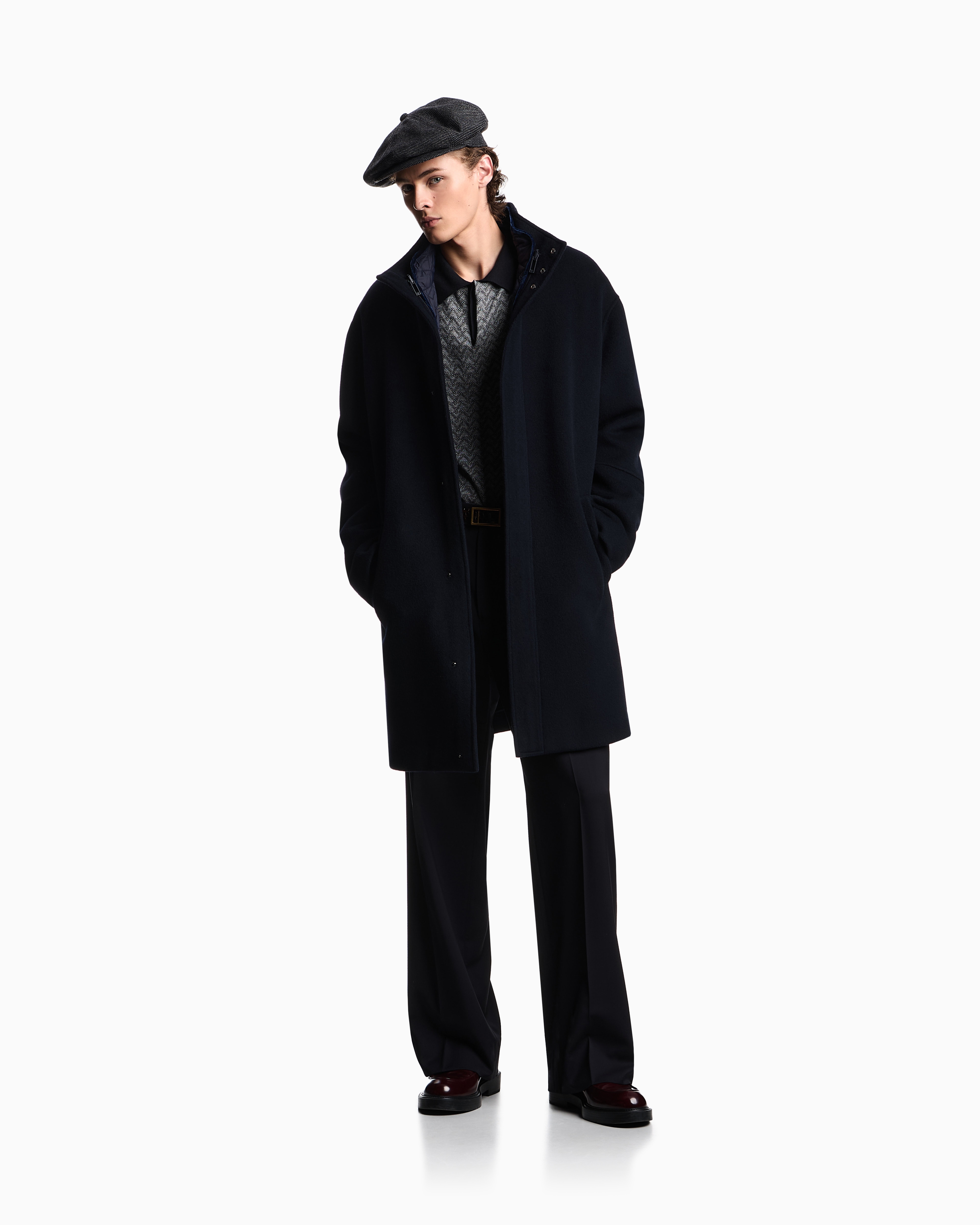 美品】EMPORIO ARMANI ウール2way ロングコート44