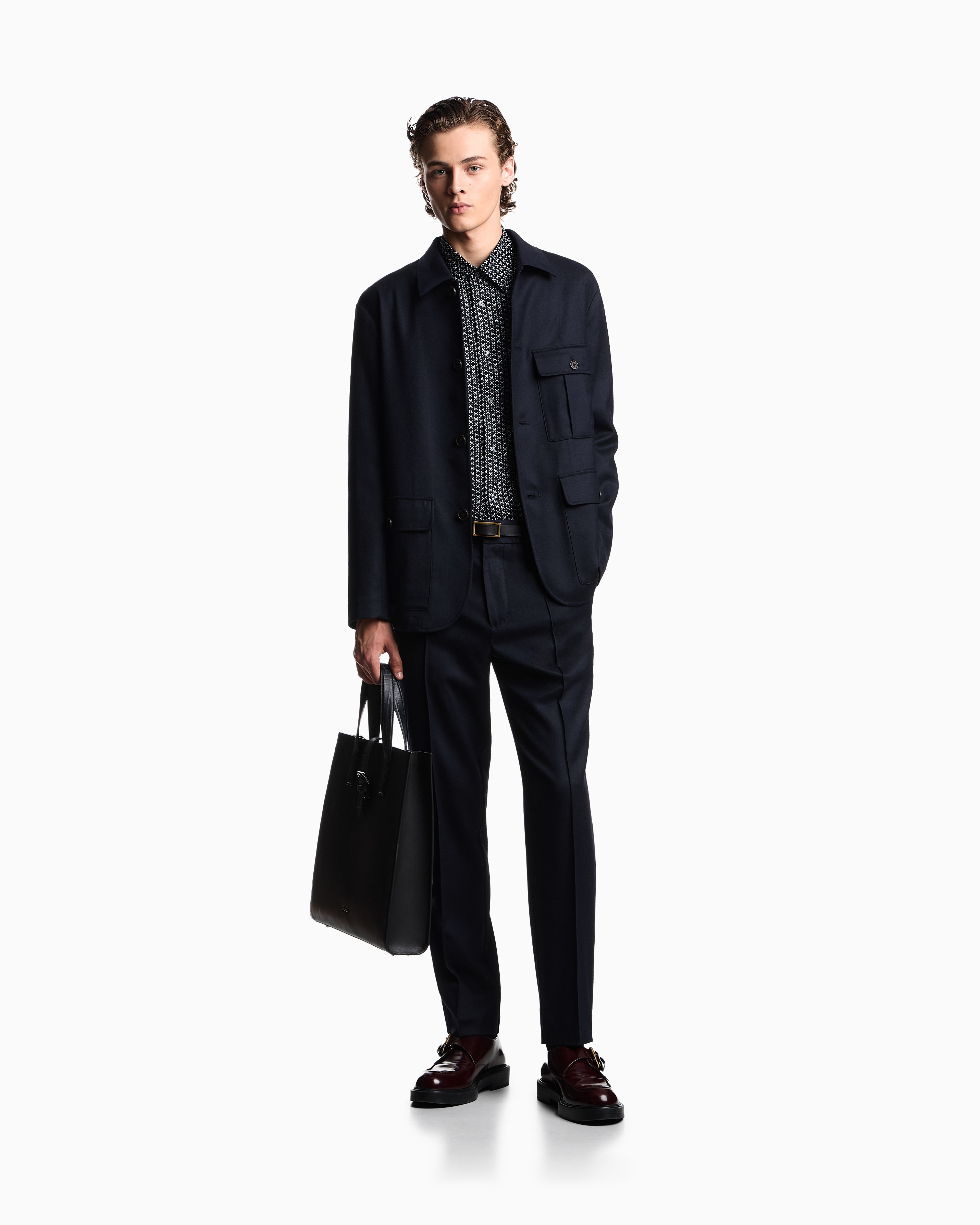 ARMANI JEANSインディゴネイビー /ドットパターン柄 コットンシャツ Armani Jeans/インディゴネイビー /ドットパターン柄 コットン