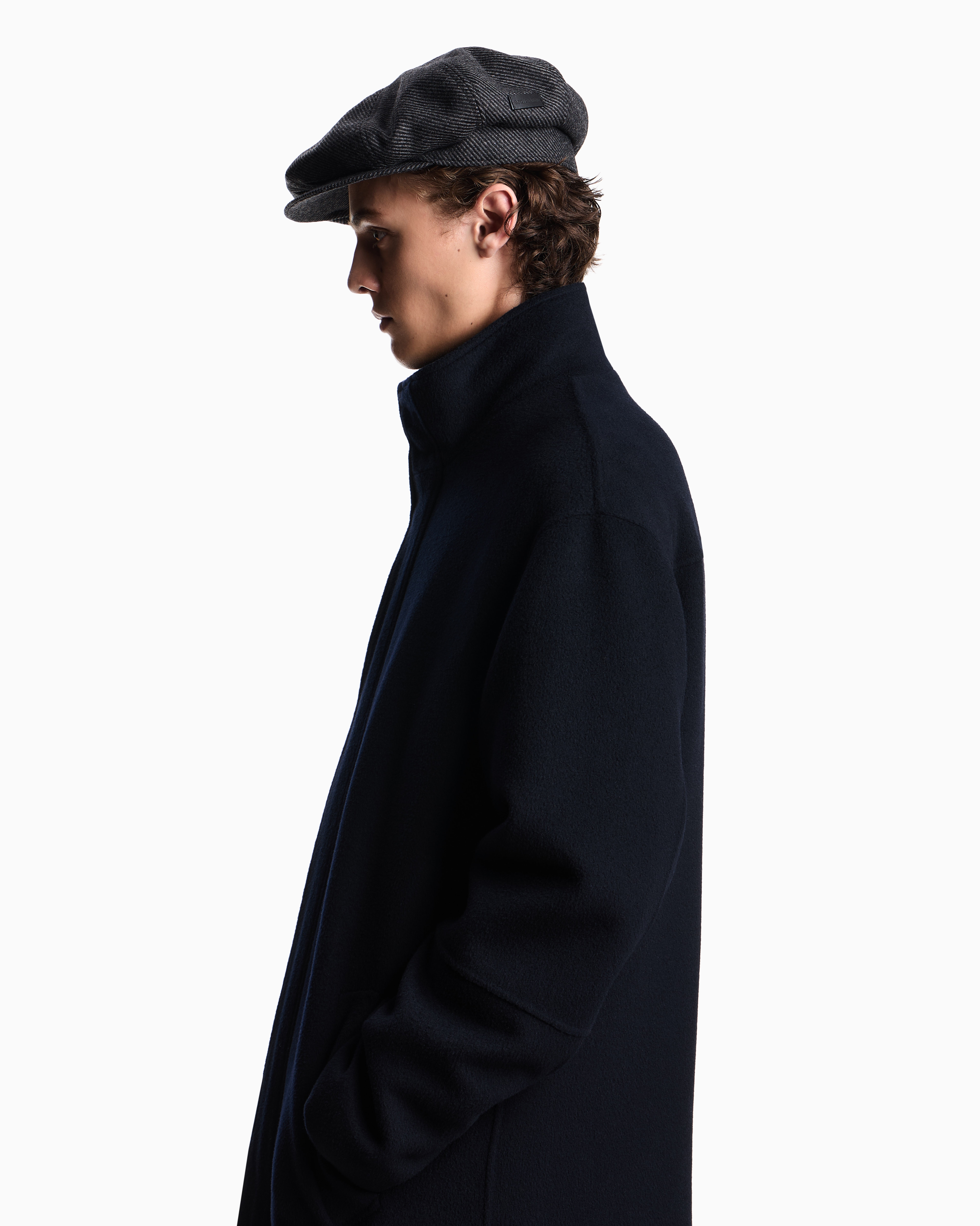 EMPORIO ARMANI ネイビー ウールコート 8A エンポリオアルマーニEMPORIO ARMANI カシミヤロングコート 紺36