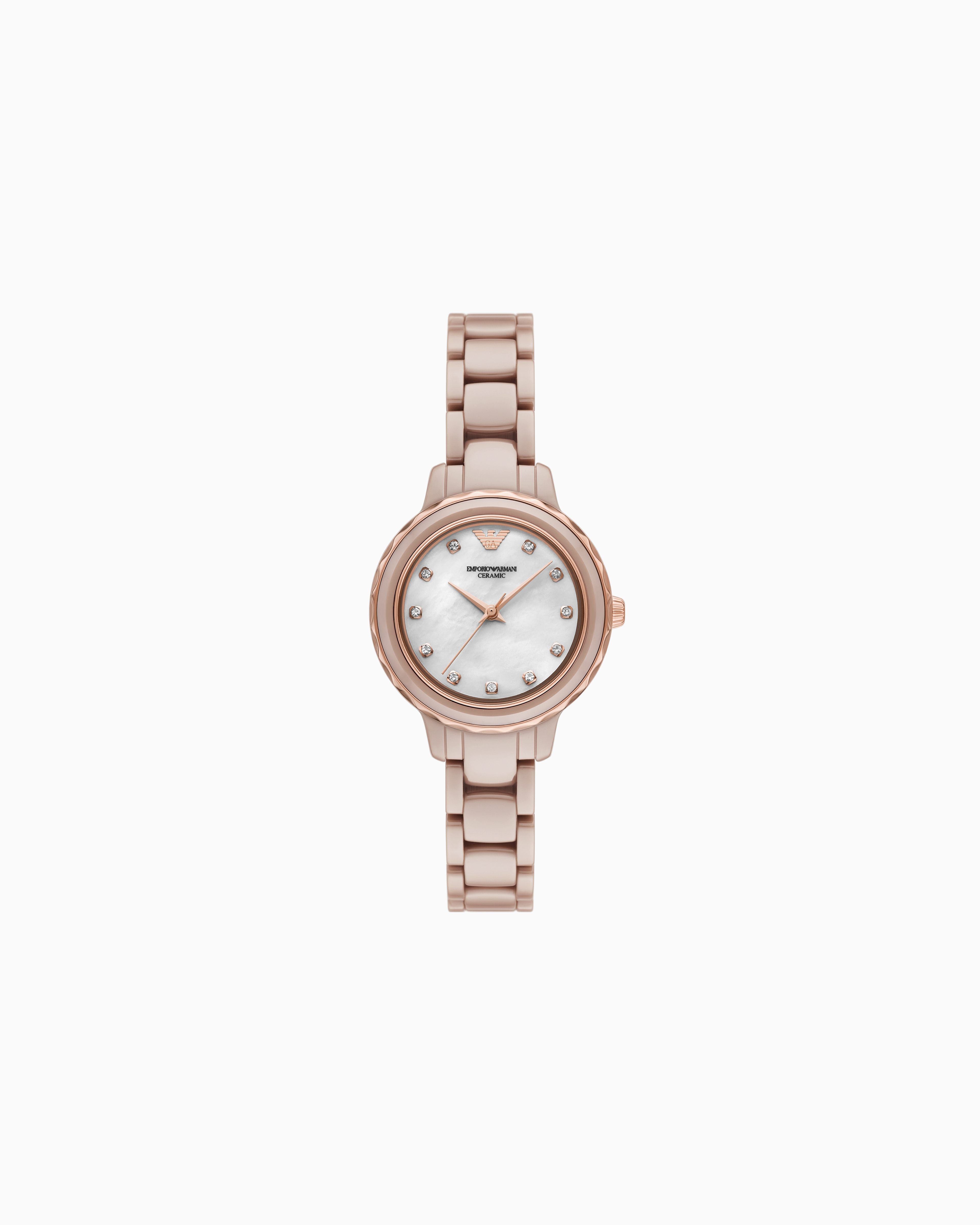 Emporio Armani - Three-Hand Nude Ceramic Watch, Woman, Multicoloured, Size: TU