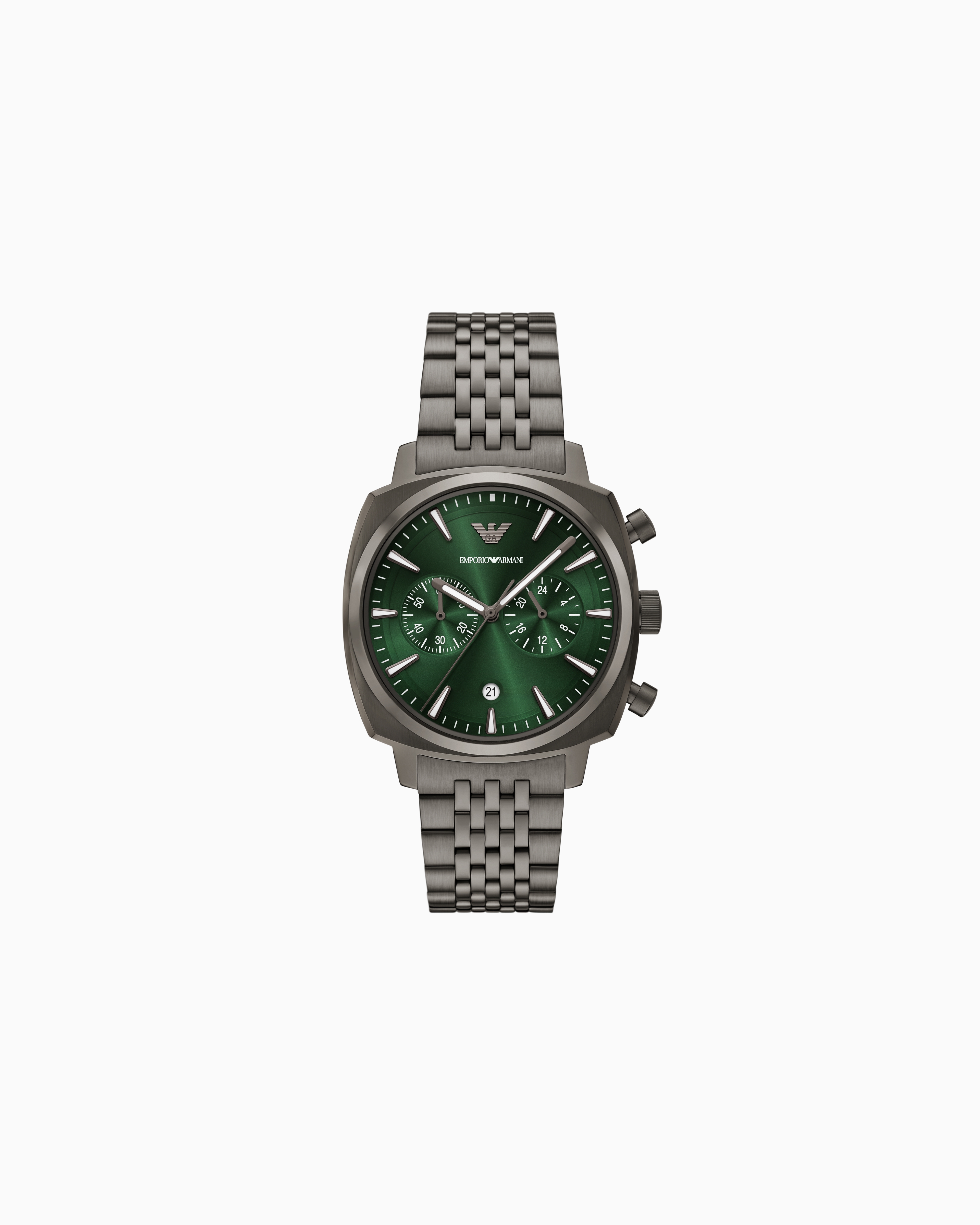 Emporio Armani - Chronograph Gunmetal Stainless Steel Watch, Man, Multicoloured, Size: TU