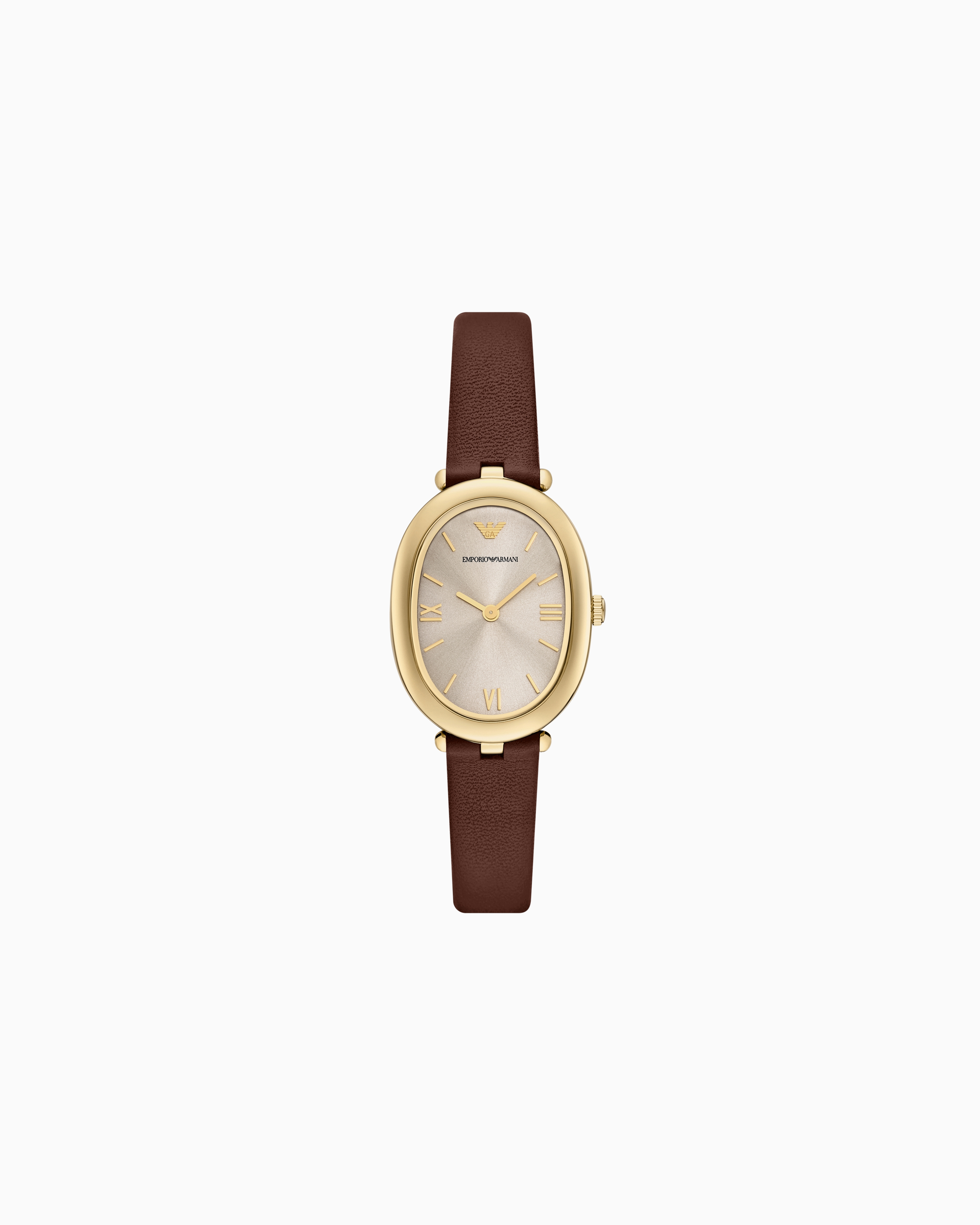Emporio Armani - Two-Hand Brown Leather Watch, Woman, Multicoloured, Size: TU