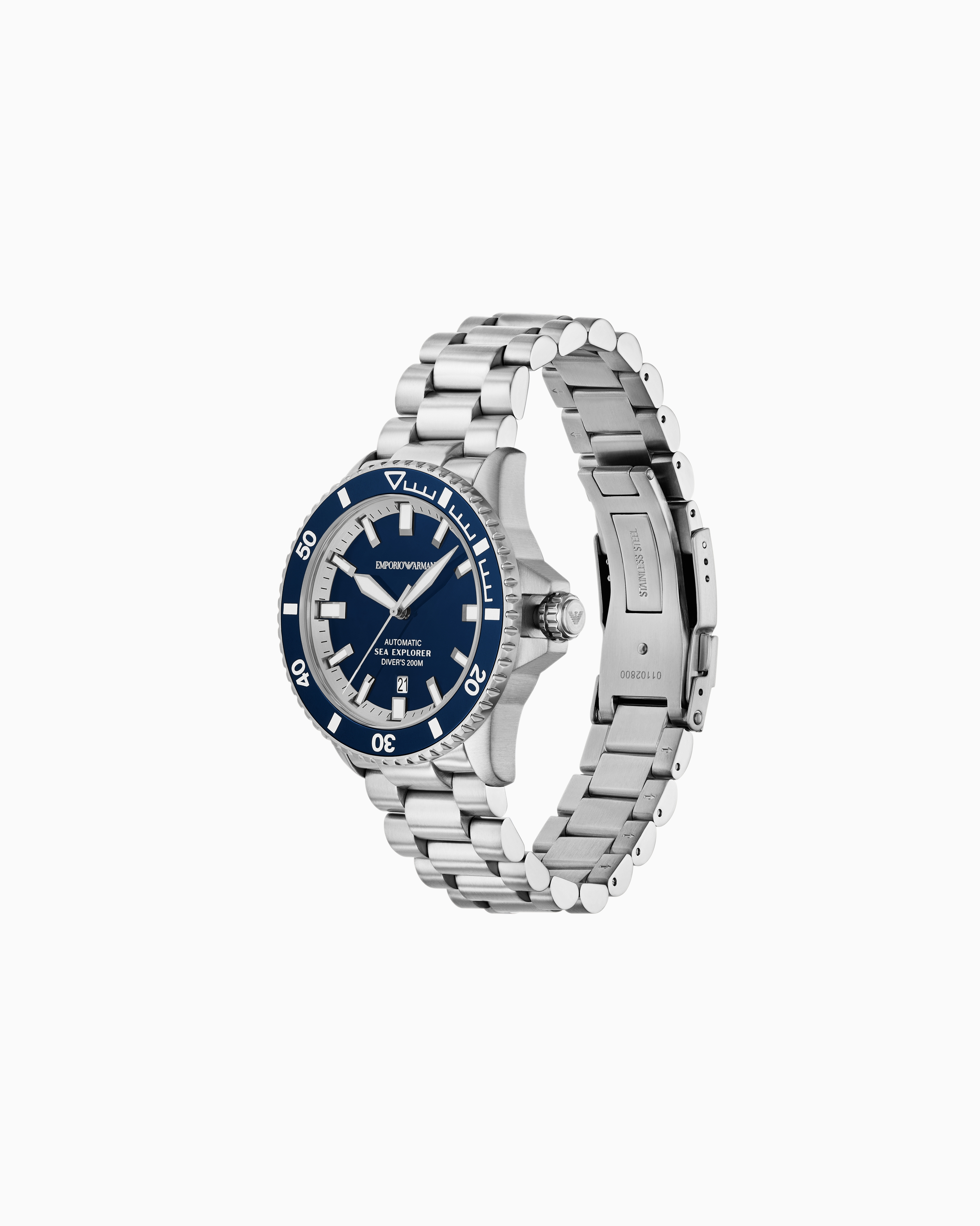 Emporio Armani - Sea Explorer Automatic Stainless Steel Watch, Man, Multicoloured, Size: TU