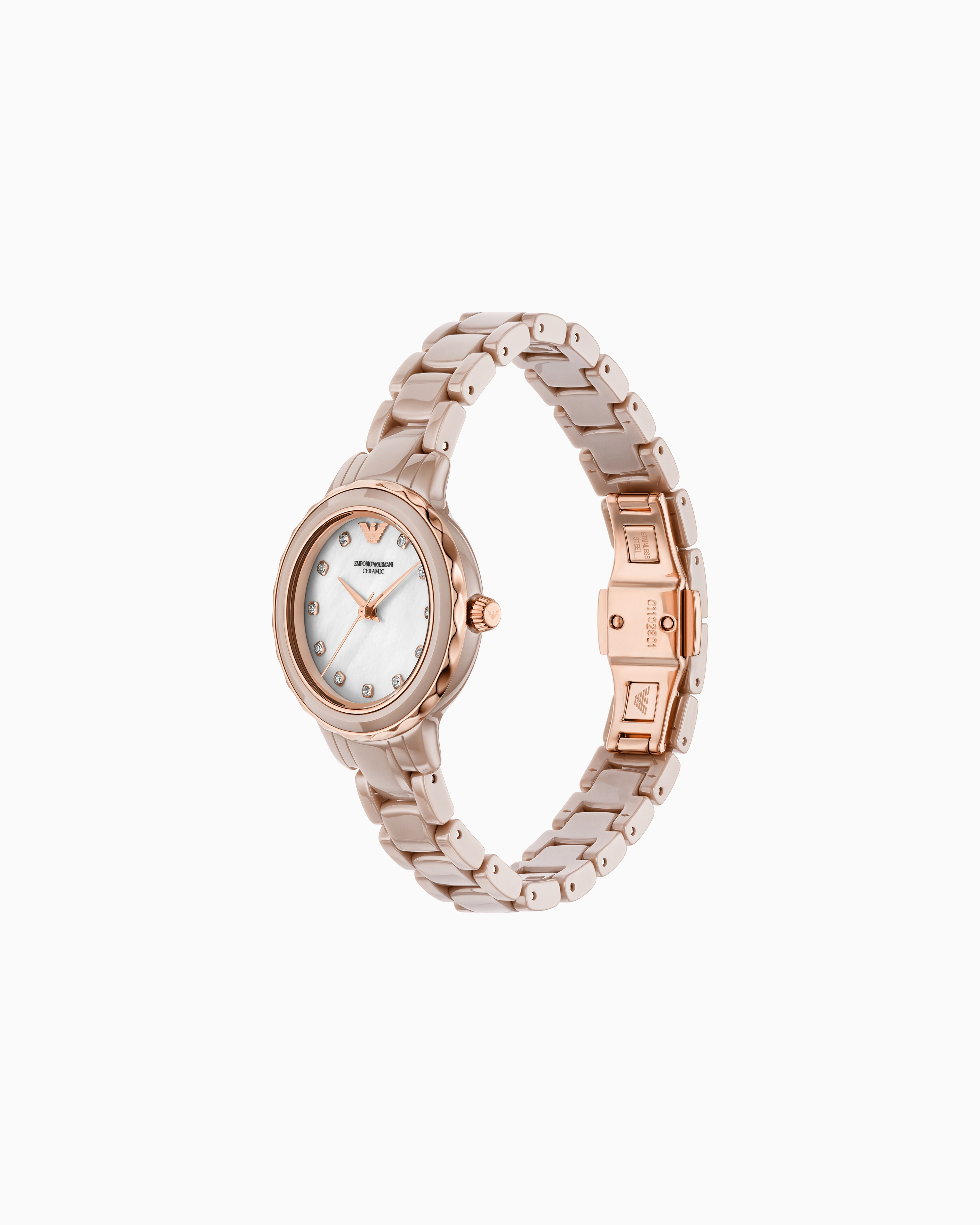 Emporio Armani - Three-Hand Nude Ceramic Watch, Woman, Multicoloured, Size: TU