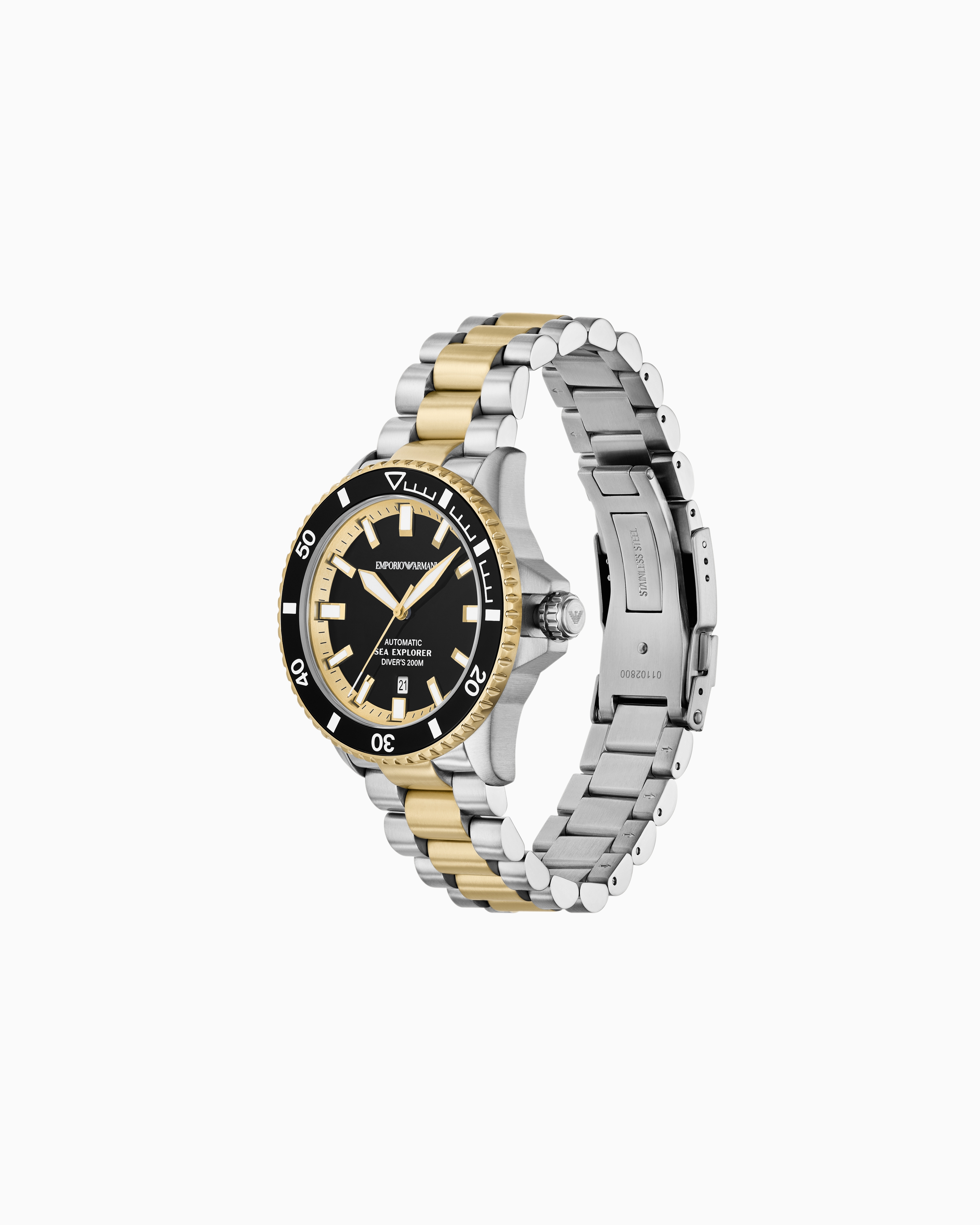 Emporio Armani - Sea Explorer Automatic Two-Tone Stainless Steel Watch, Man, Multicoloured, Size: TU