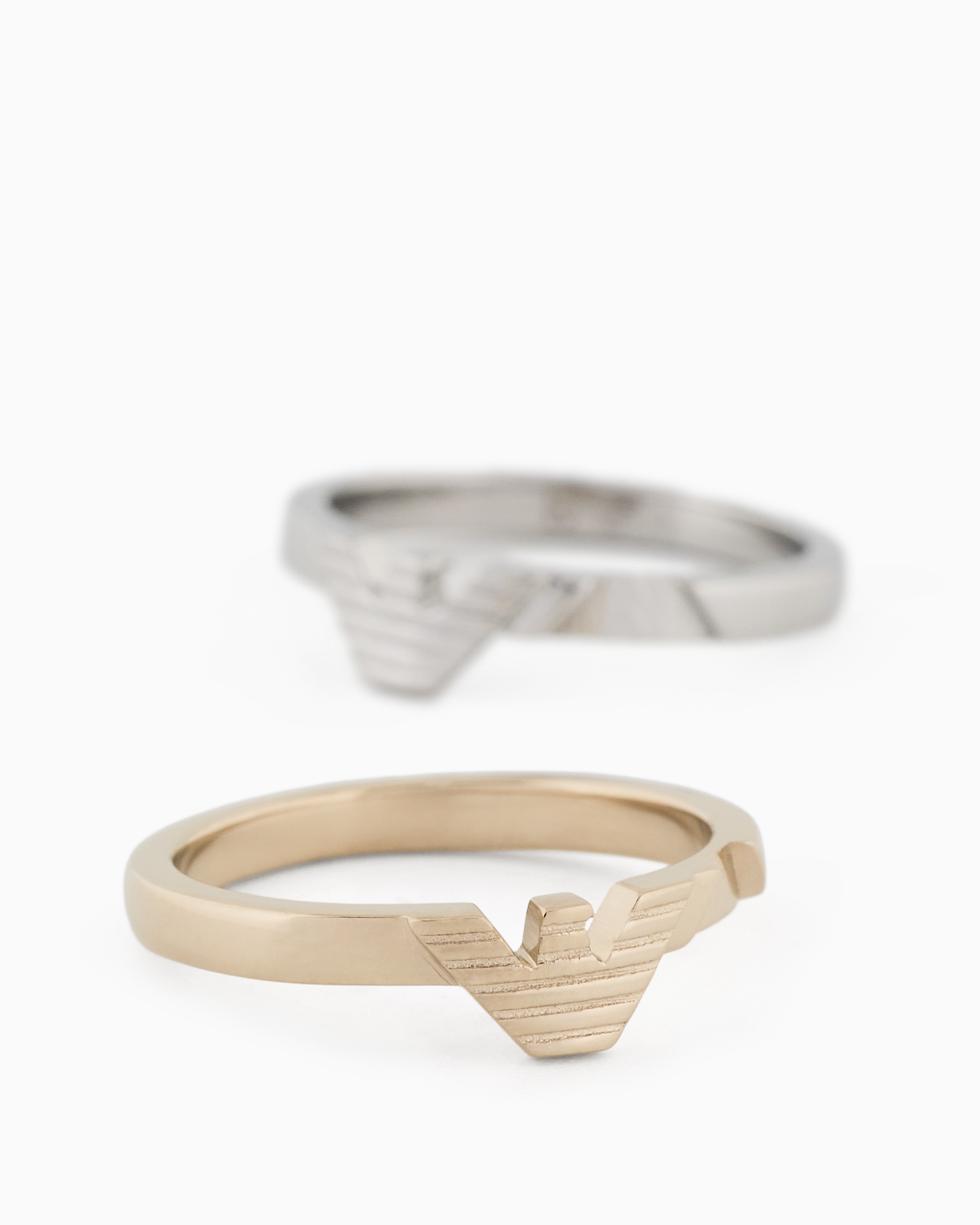 Emporio Armani -  Two-Tone Stainless Steel Stack Ring, Man, Multicoloured, Size: