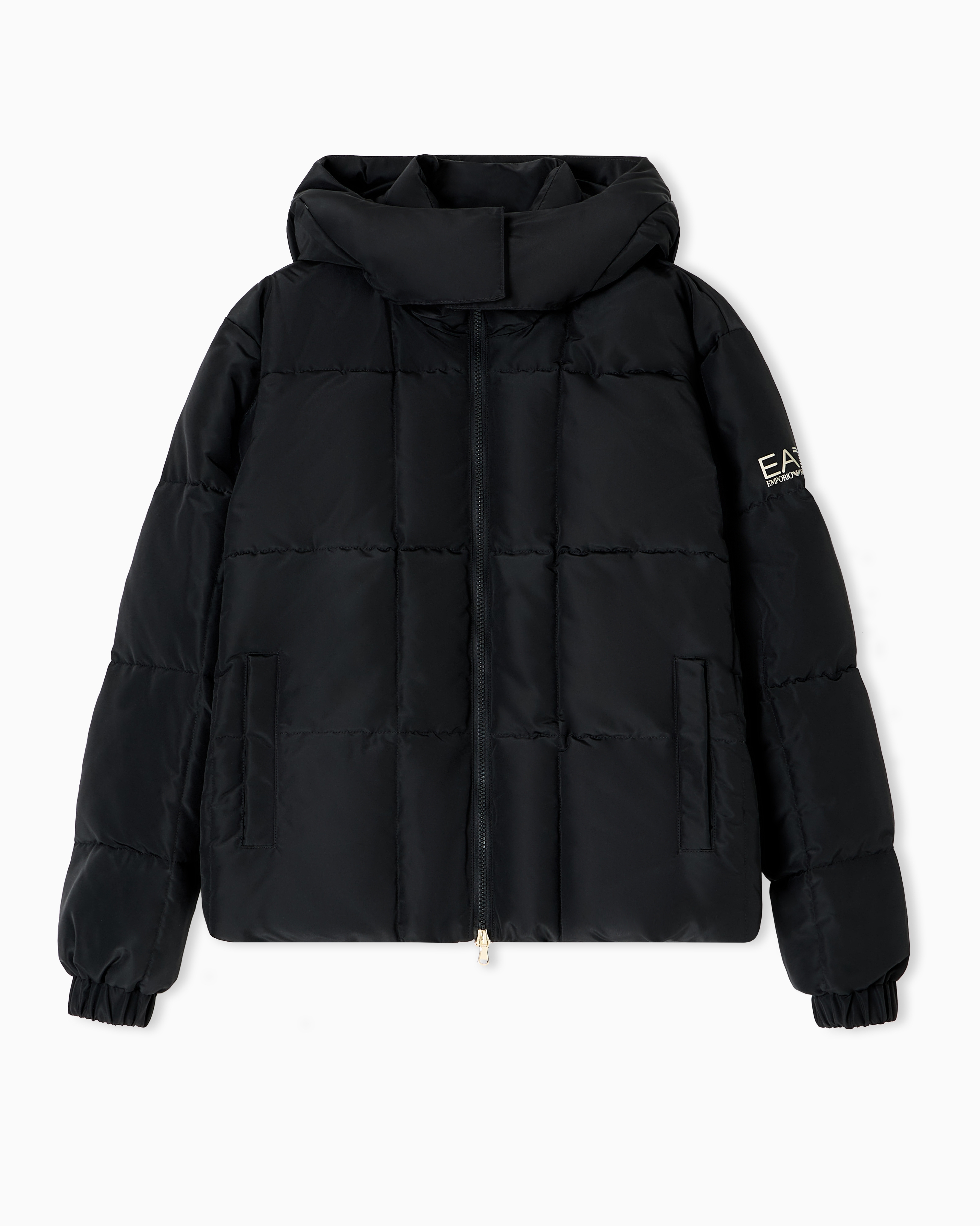 Ea7 Black Quilted Jacket With Calidum7 Padding