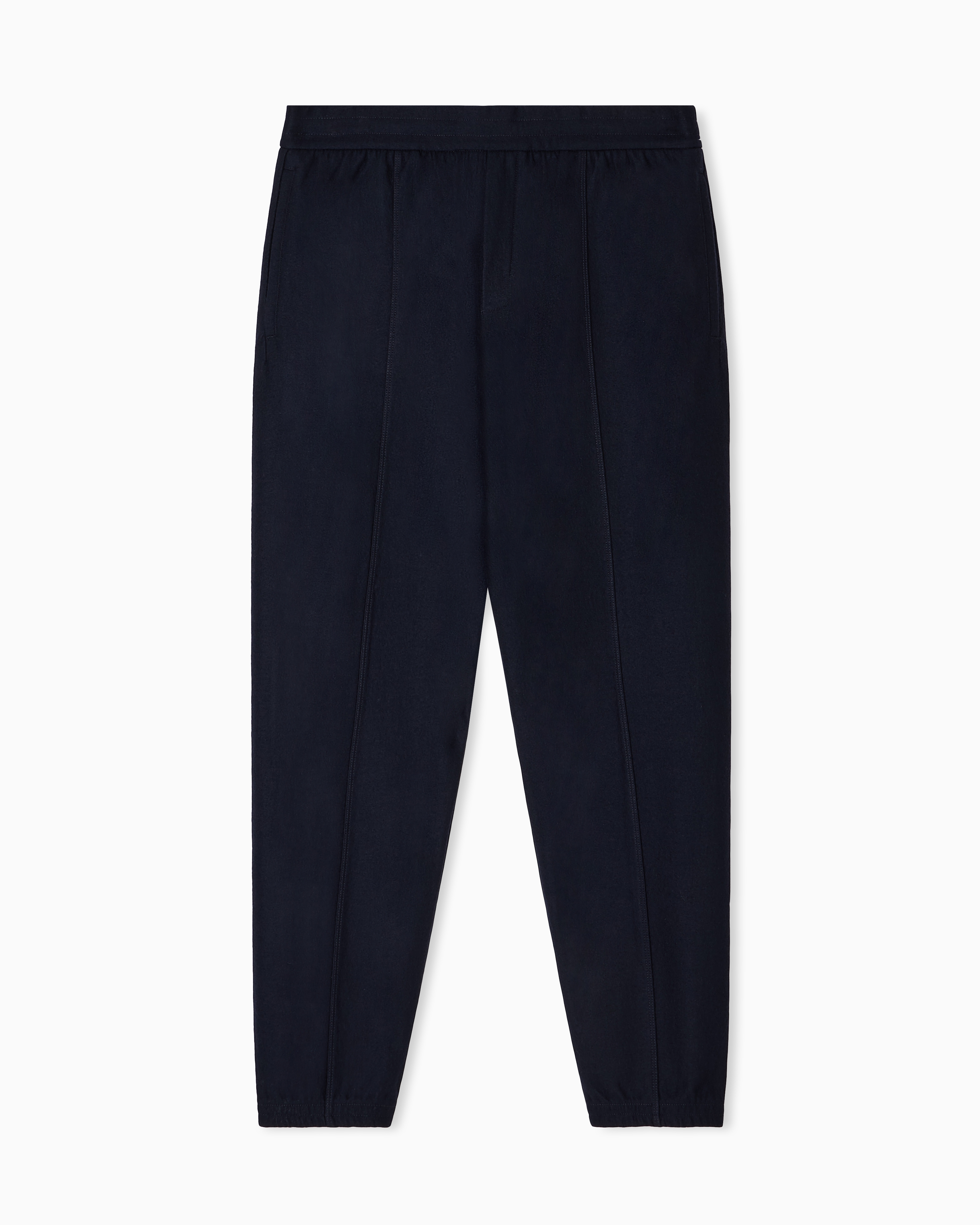 Emporio Armani - Travel Essentials virgin-wool flannel joggers, Man, Navy Blue, Size:
