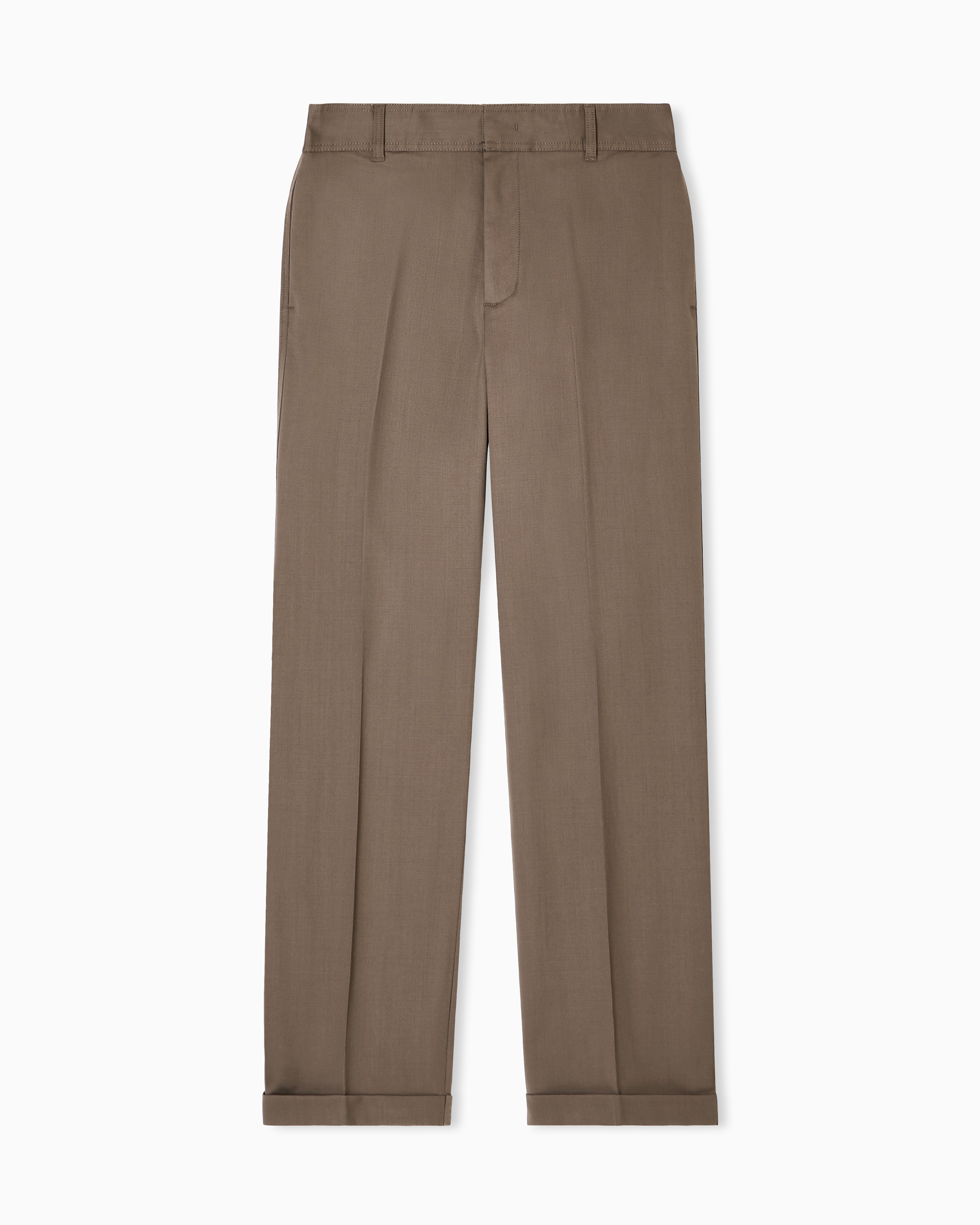 Emporio Armani - Virgin wool twill trousers, Man, Beige, Size: