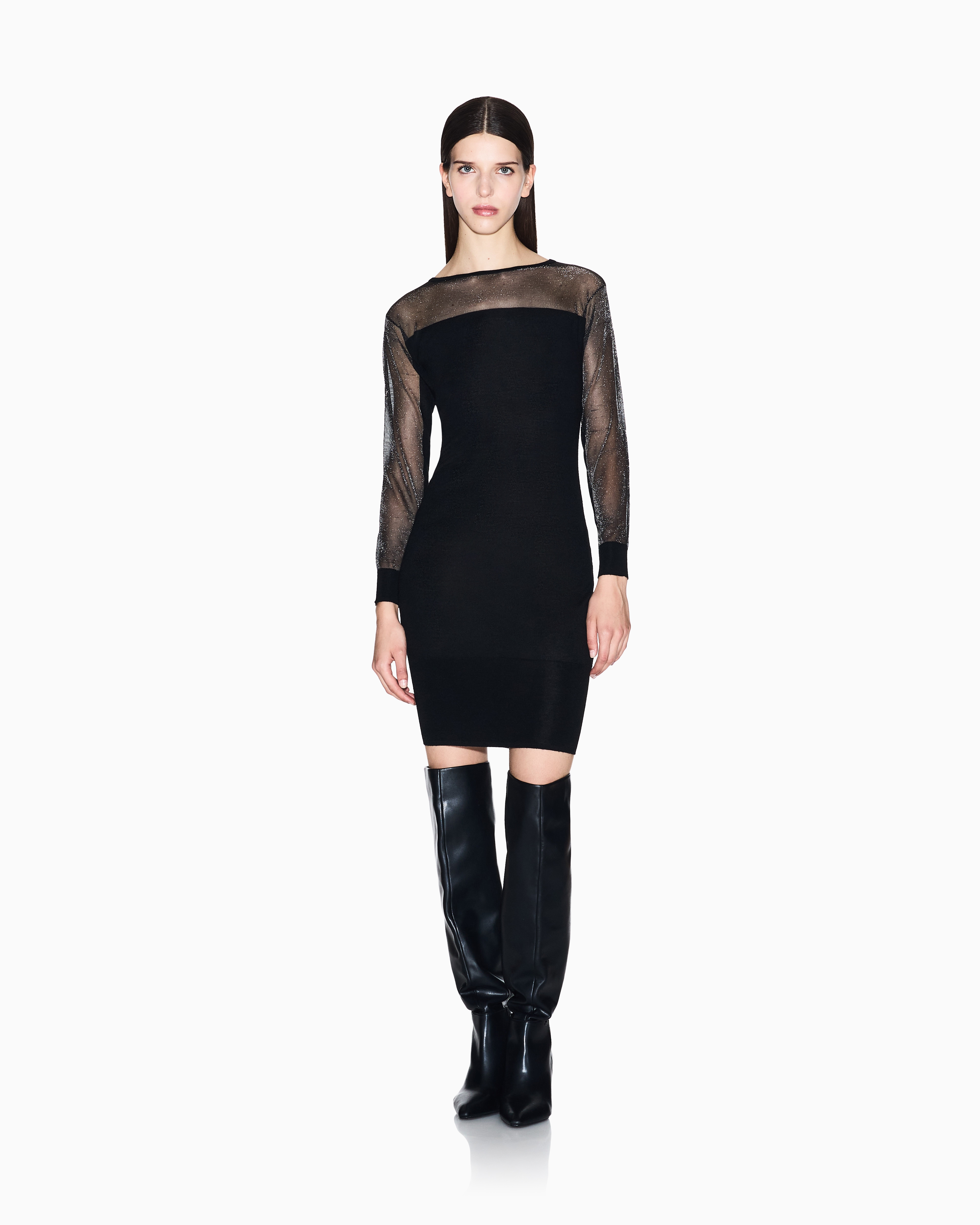Long-sleeved tulle minidress
