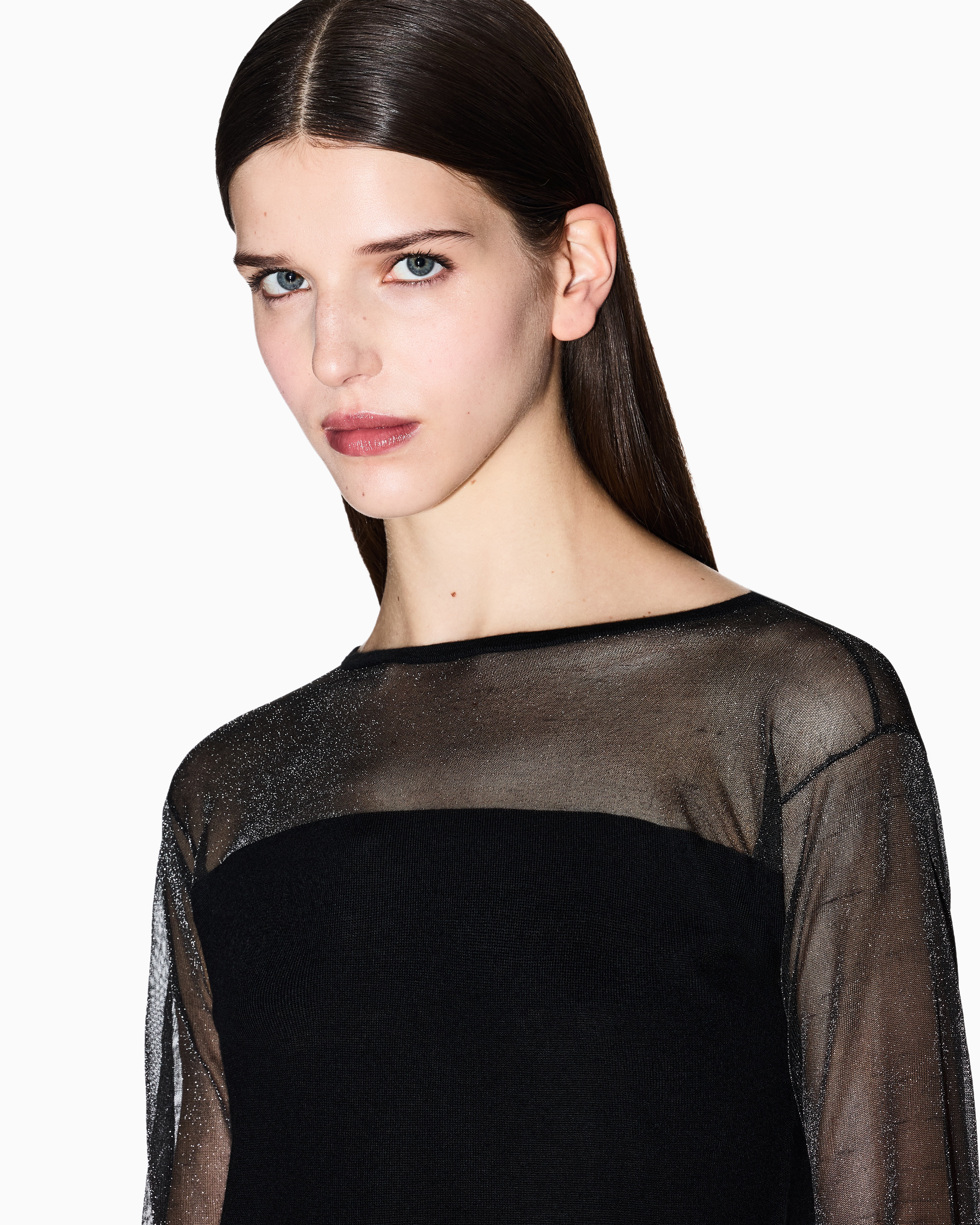 Long-sleeved tulle minidress