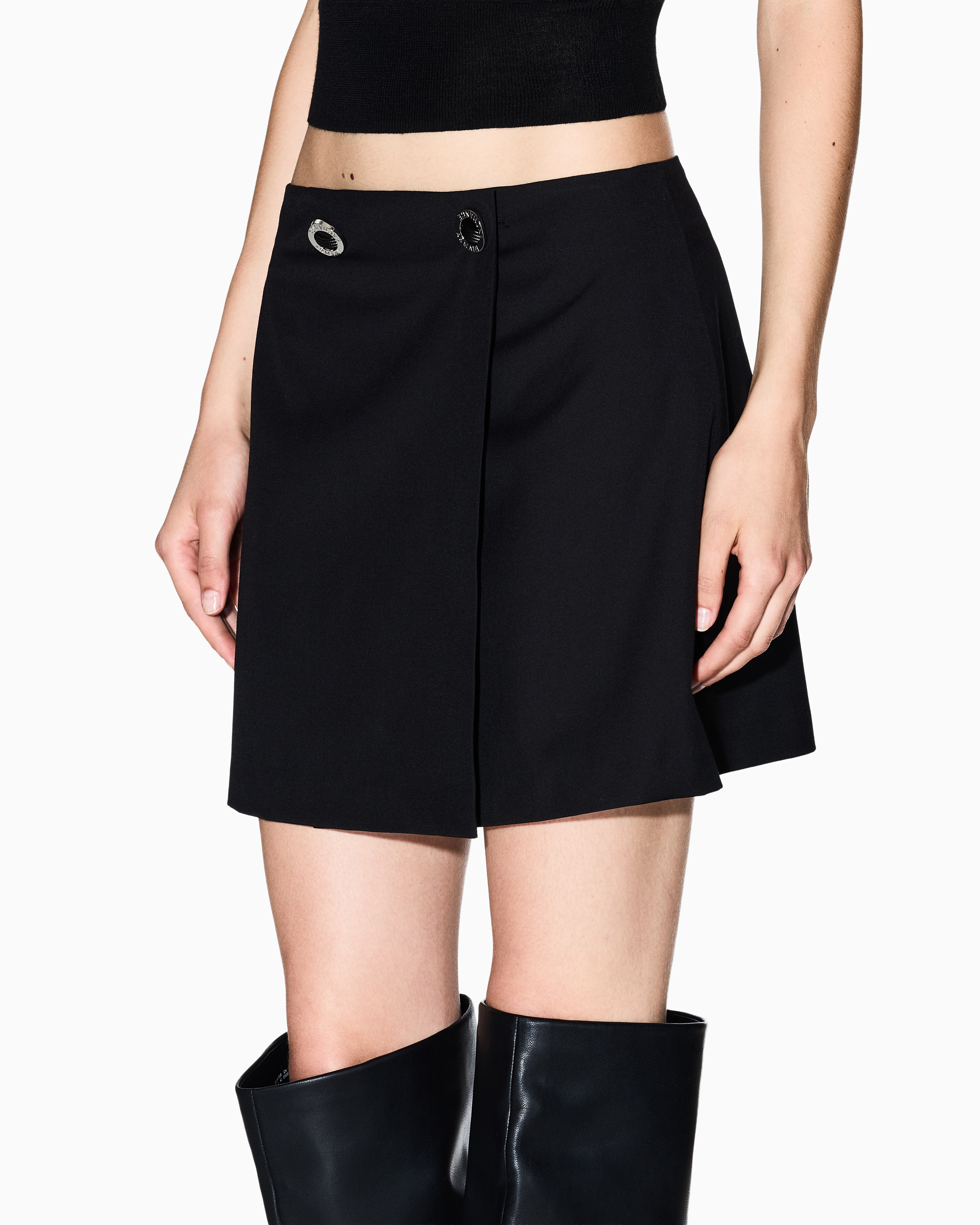 Armani Exchange - Mini skirt with buttons, Woman, Black, Size: