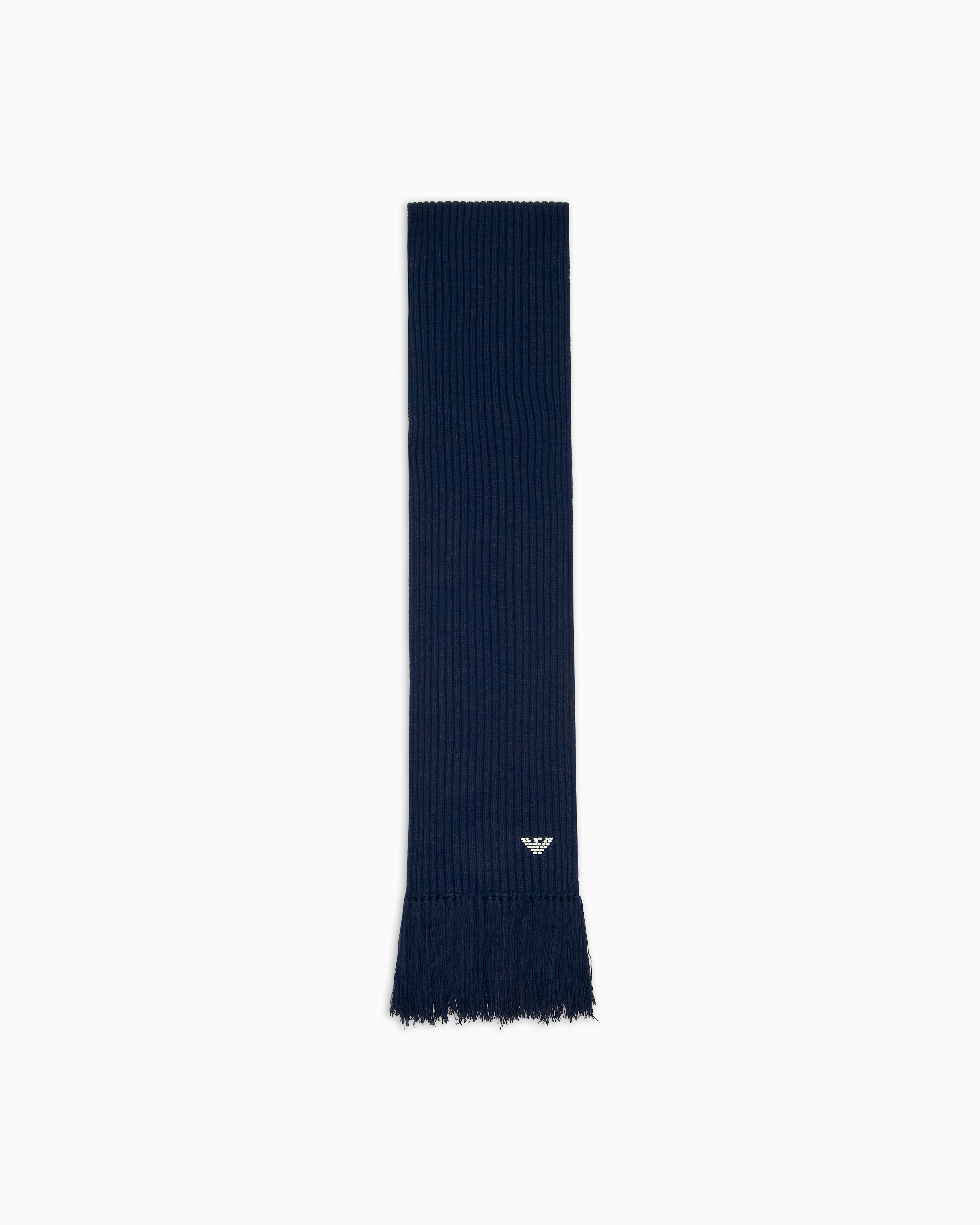 Emporio Armani - New York capsule collection ribbed wool-blend scarf, Man, Navy Blue, Size: TU