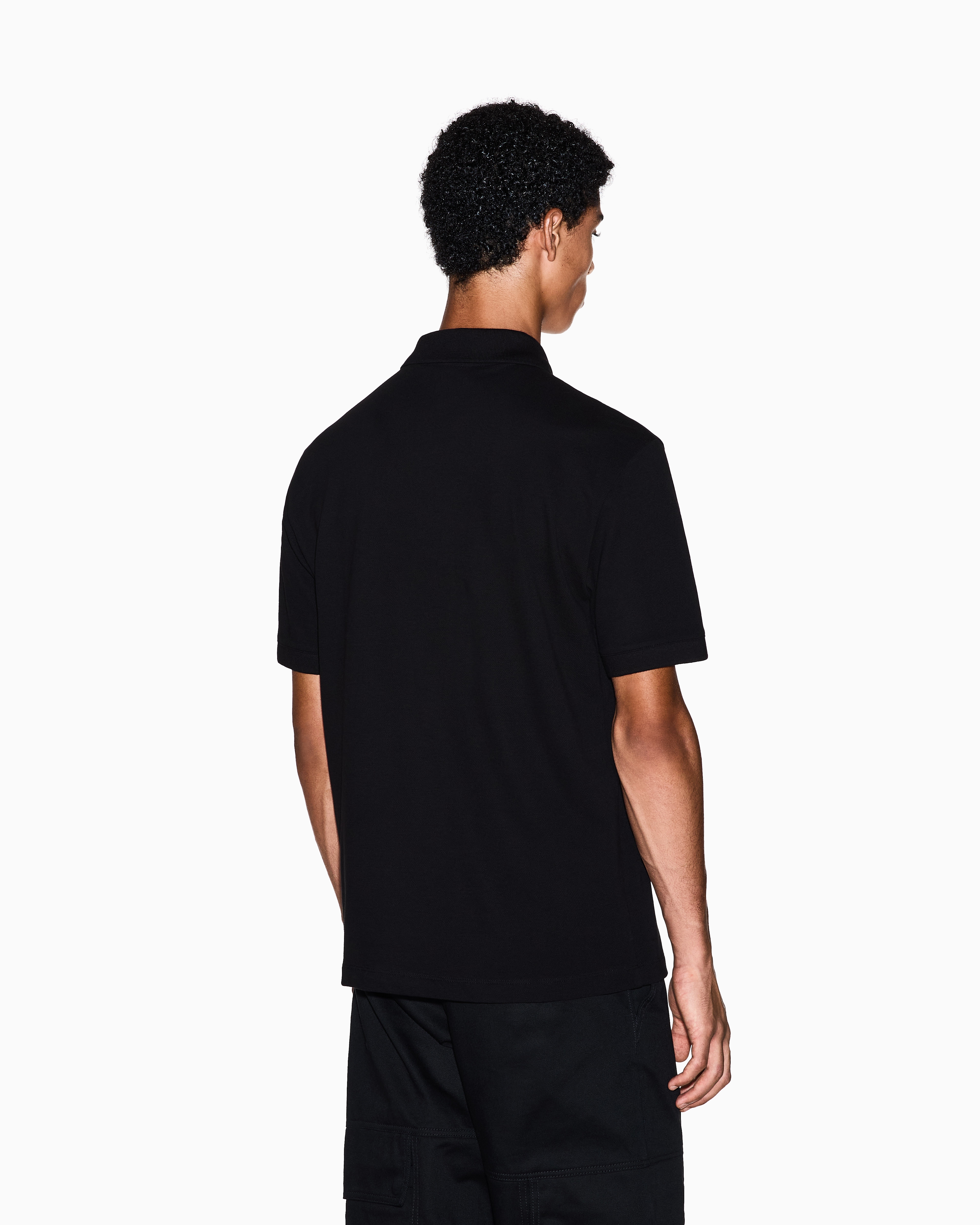 Armani Exchange - Regular fit polo shirt with tone-on-tone logo, Man, Black, Size:
